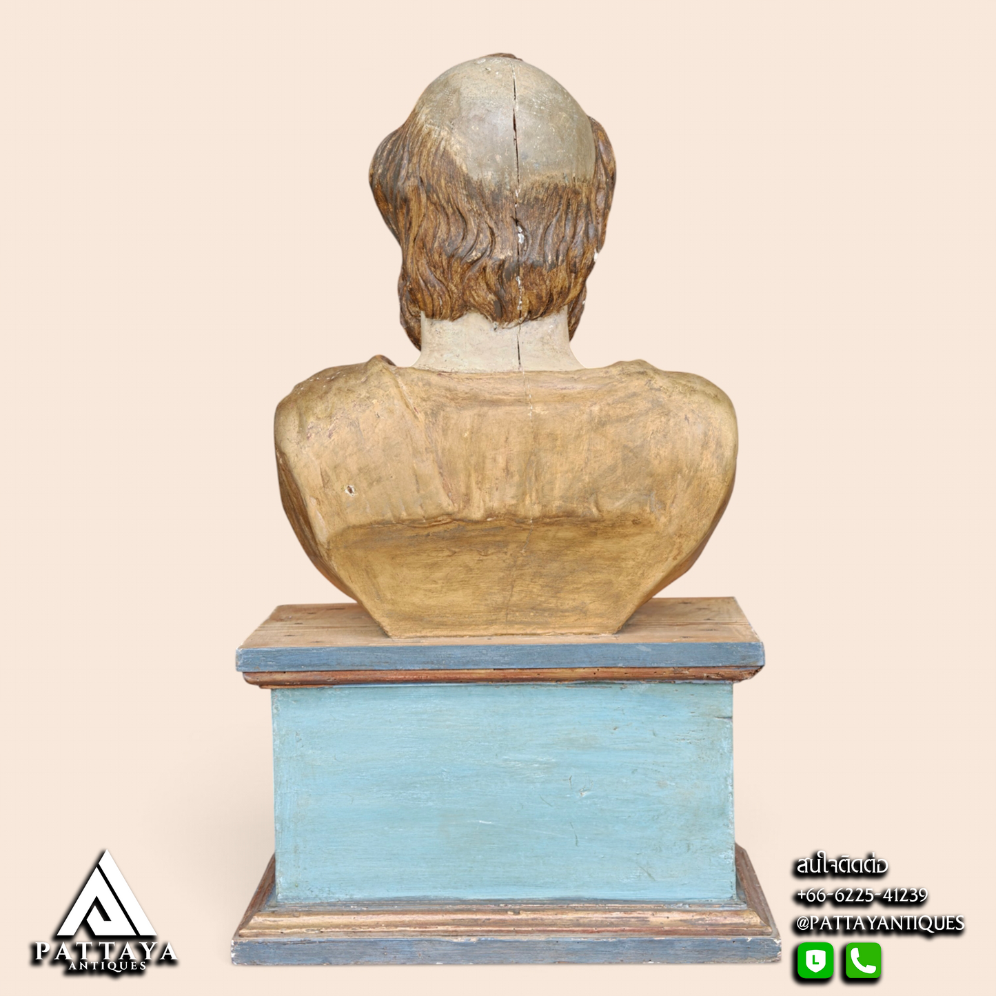 18th Century Polychrome Wood Reliquary Bust Representing Saint Peter