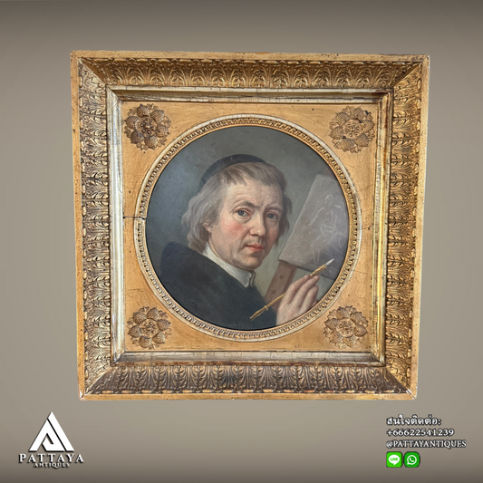18th Century oil on panel depicting a Painter Master