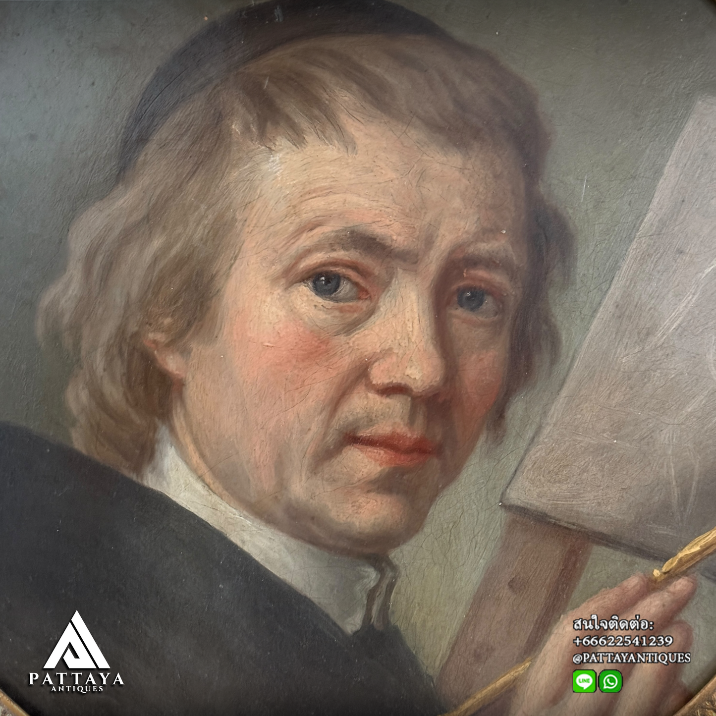 18th Century oil on panel depicting a Painter Master
