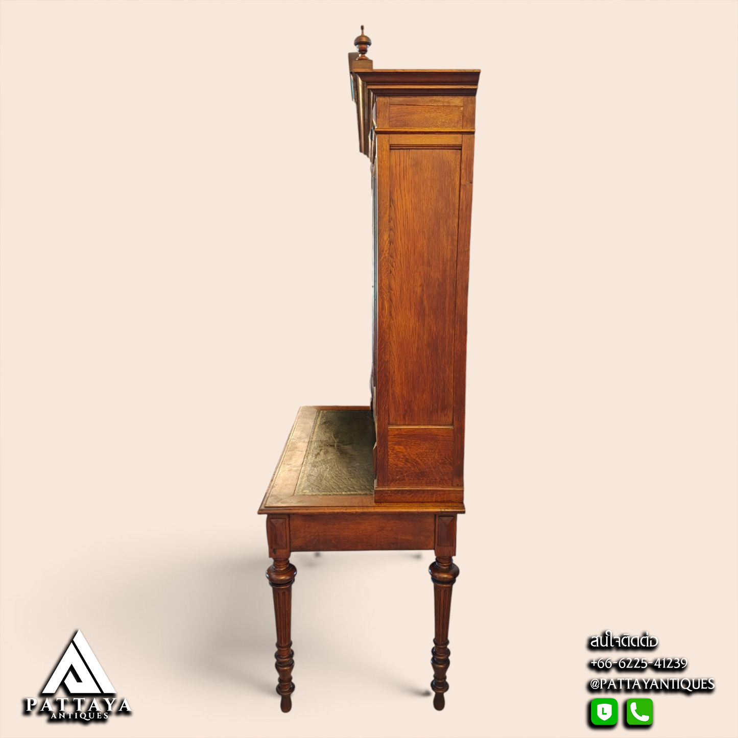19th Century French Bureau with Vitrine Display Cabinet