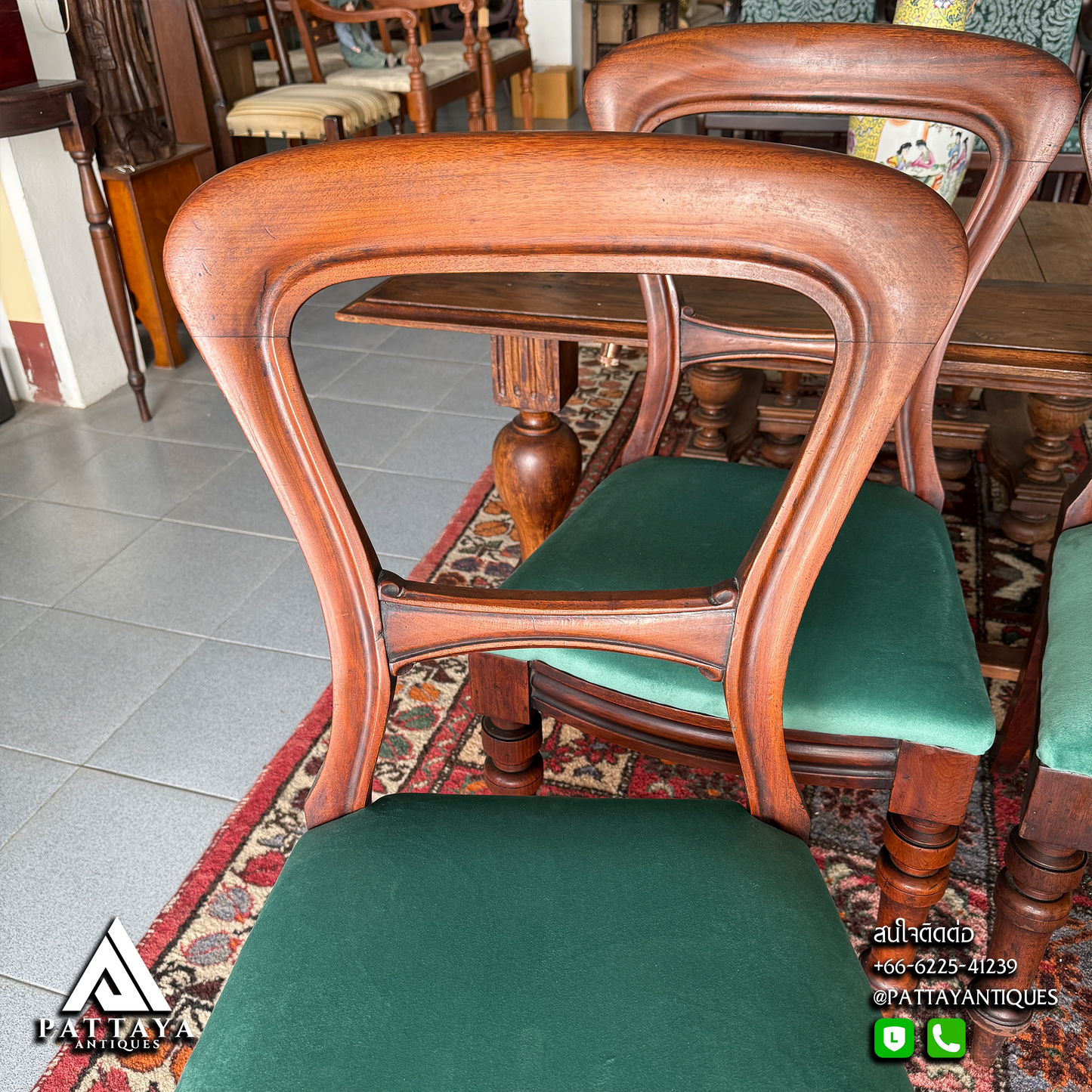 4 Antique Victorian Mahogany Balloon Back Dining Chairs
