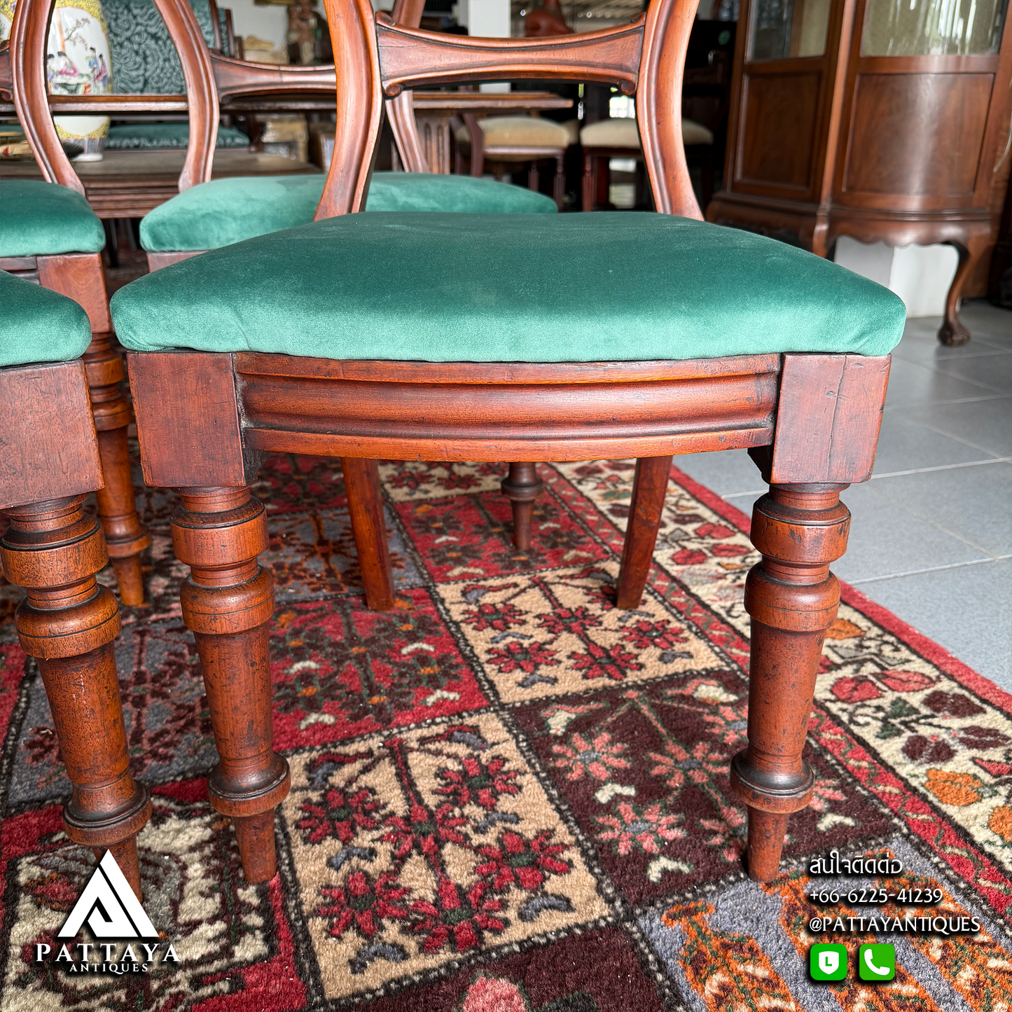 4 Antique Victorian Mahogany Balloon Back Dining Chairs