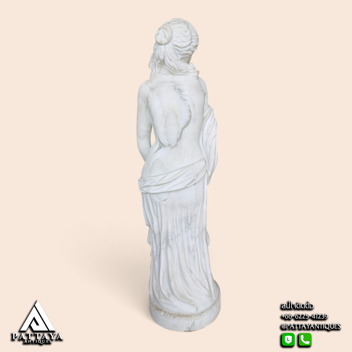19th Century Alabaster Statue of Lady