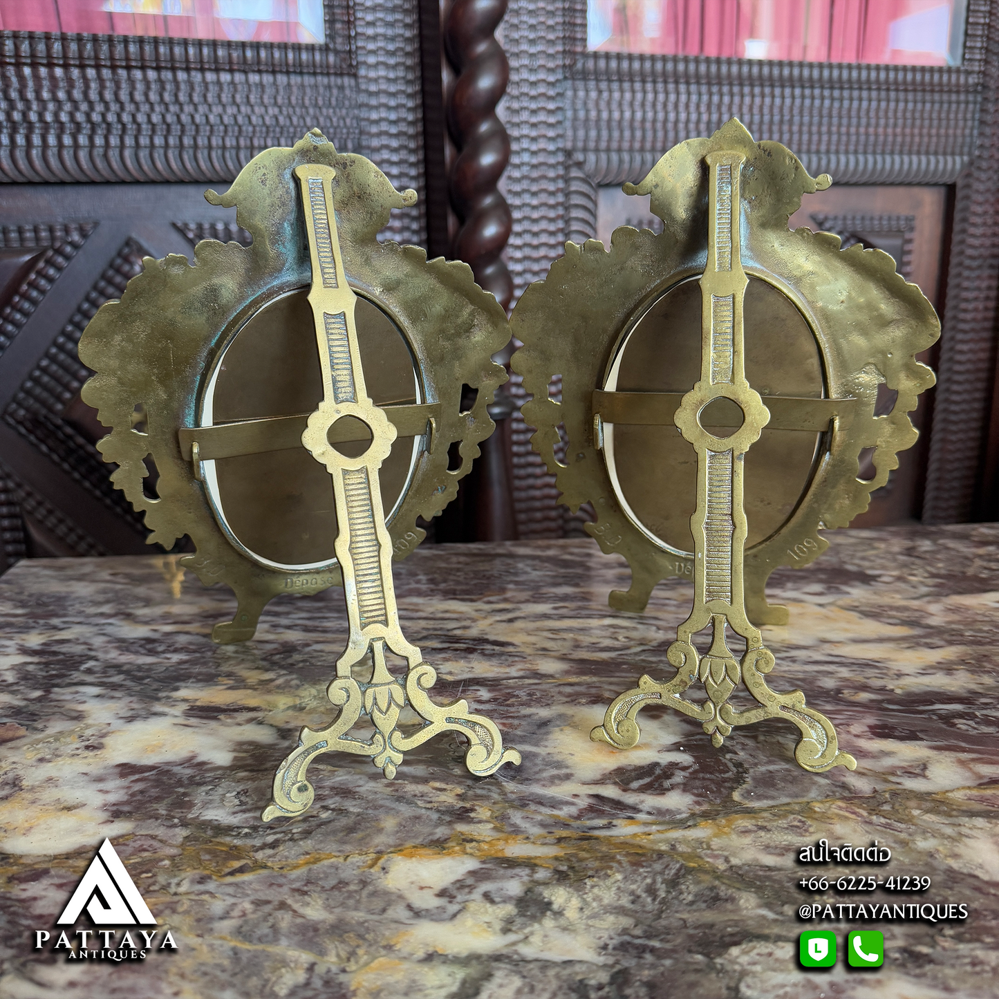 Antique Pair of Brass Picture Frames