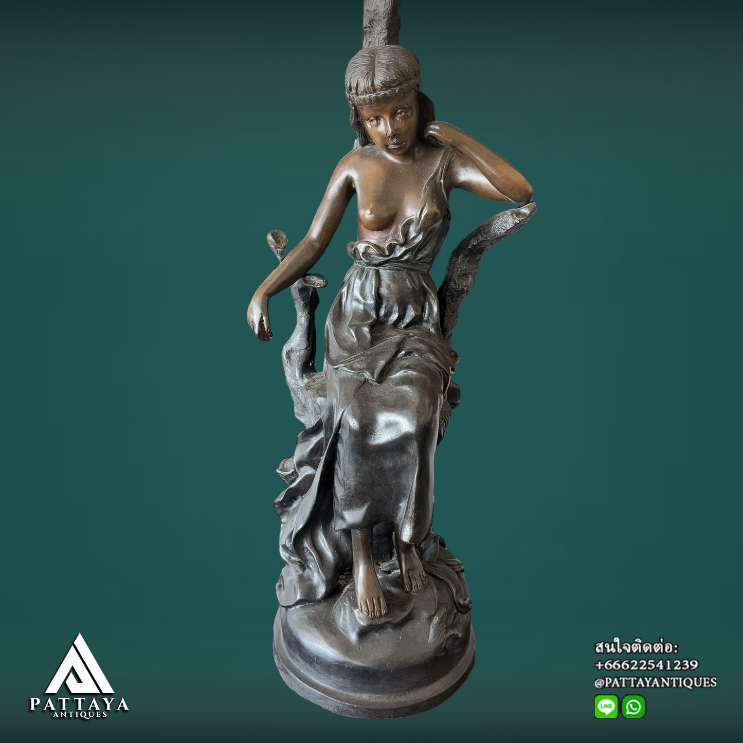 Antique Bronze lady figurine Candelabra