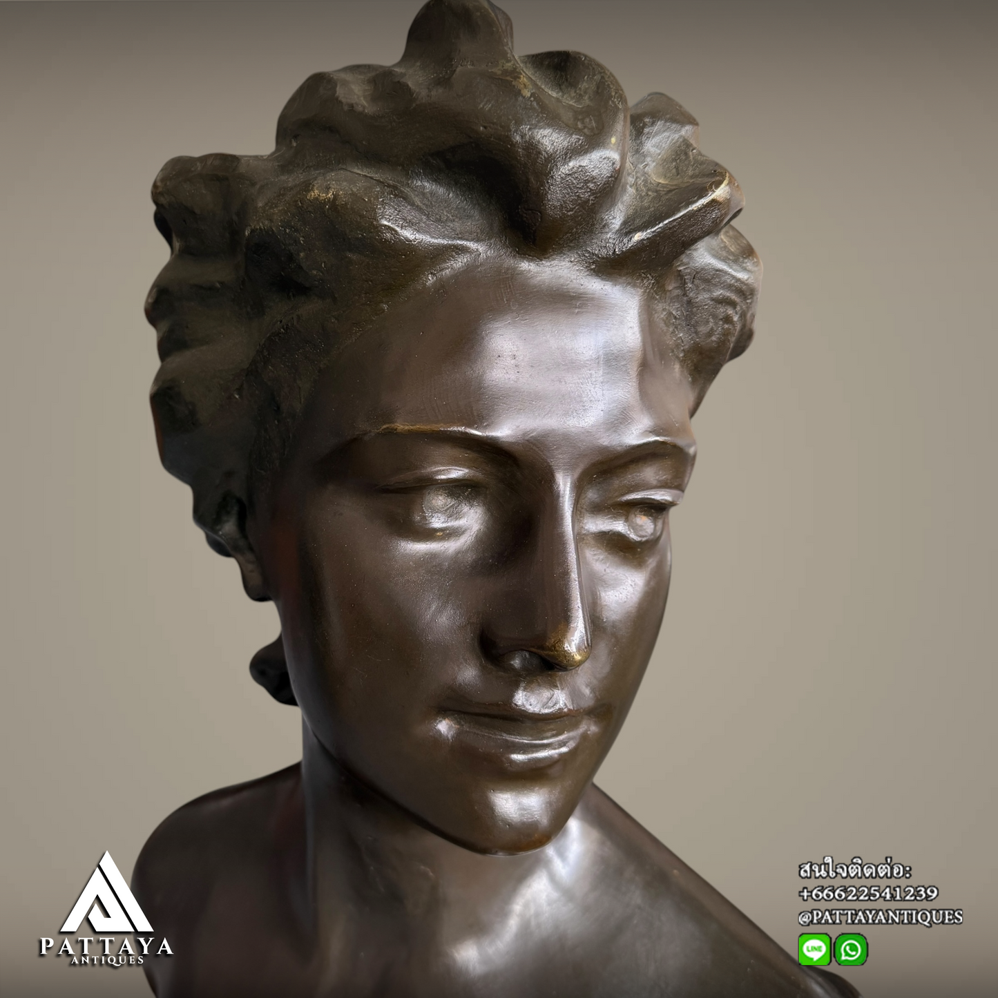 Antique bronze lady bust by Jef Lambeaux 1852-1908