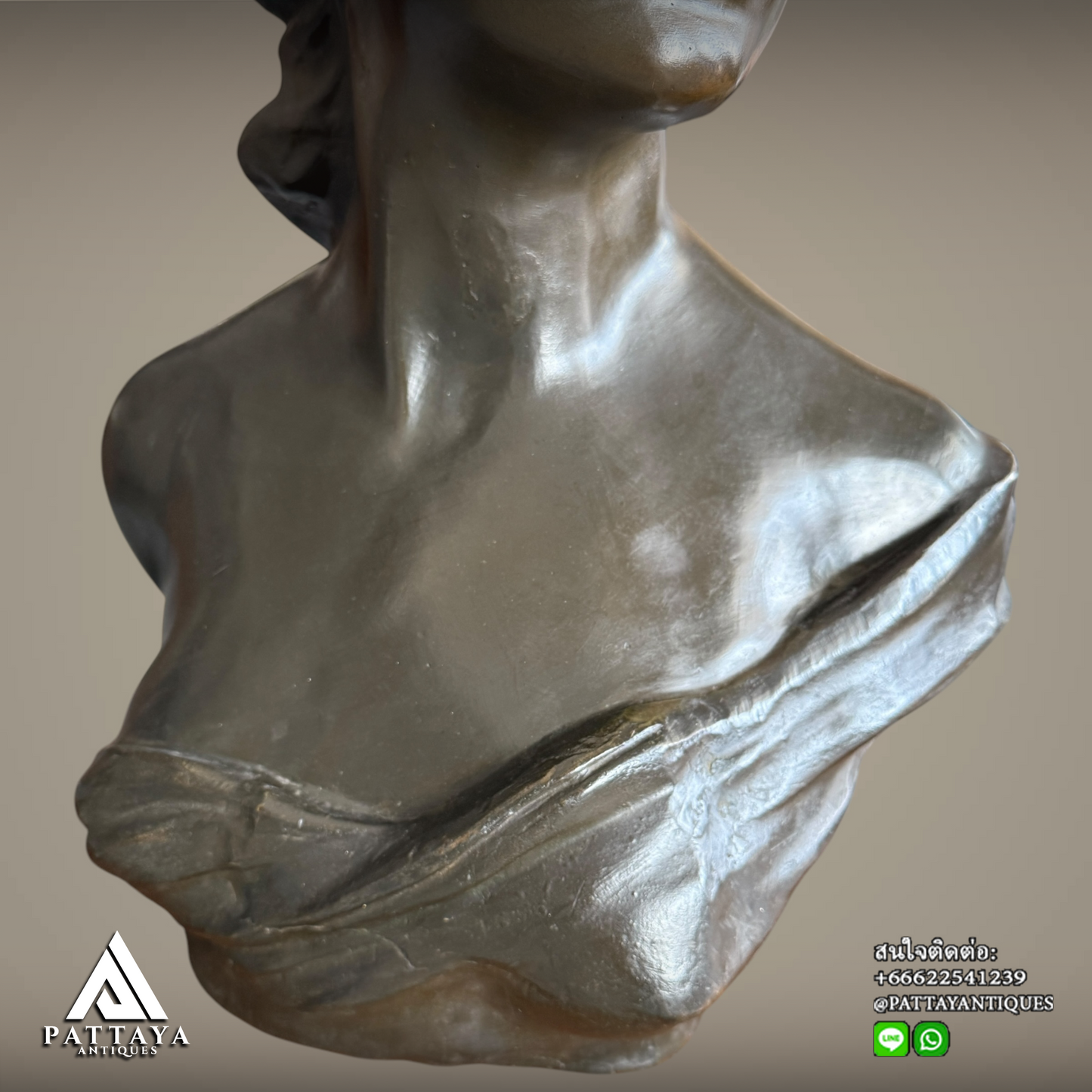 Antique bronze lady bust by Jef Lambeaux 1852-1908