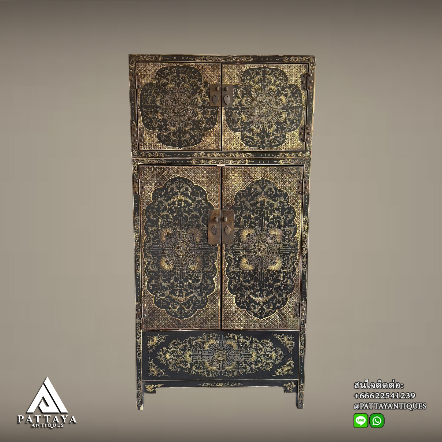 Antique Chinese lacquered storage cabinet