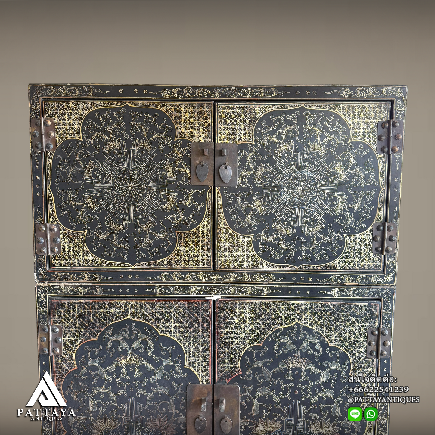 Antique Chinese lacquered storage cabinet