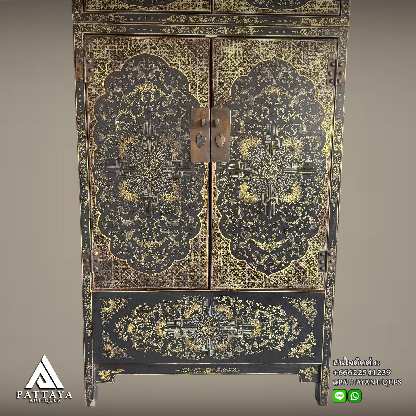 Antique Chinese lacquered storage cabinet
