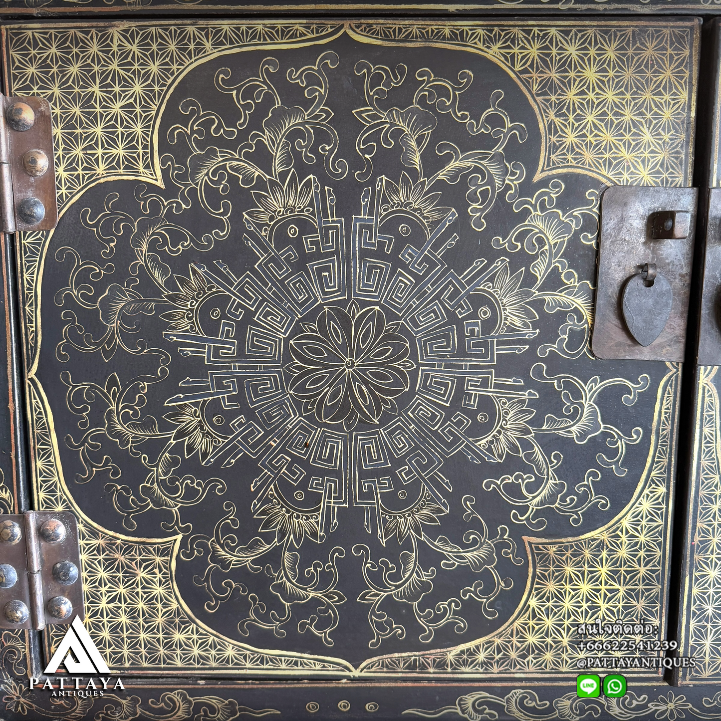 Antique Chinese lacquered storage cabinet