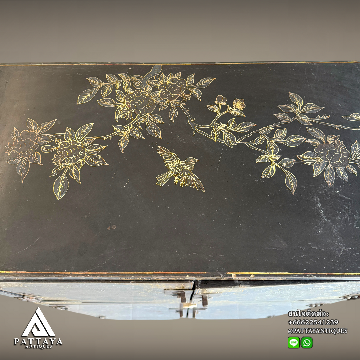Antique Chinese lacquered storage cabinet