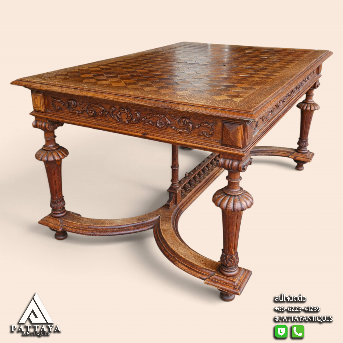 Antique Renaissance Style Oak Dining Table