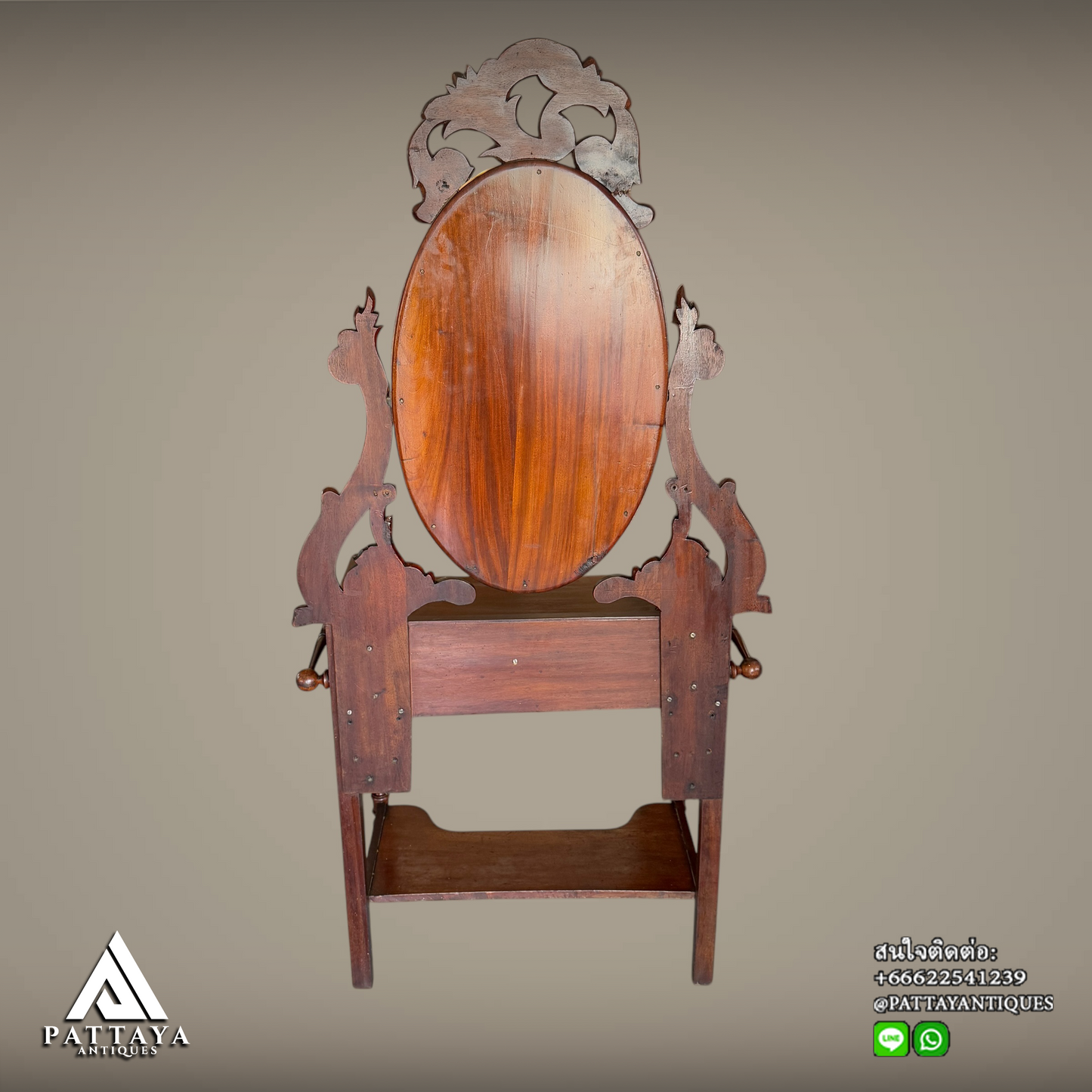 Antique Dutch wood carved vanity table