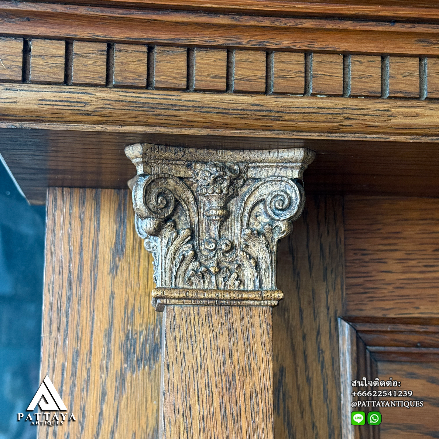 Antique Oak Victorian Style Fireplace Mantel