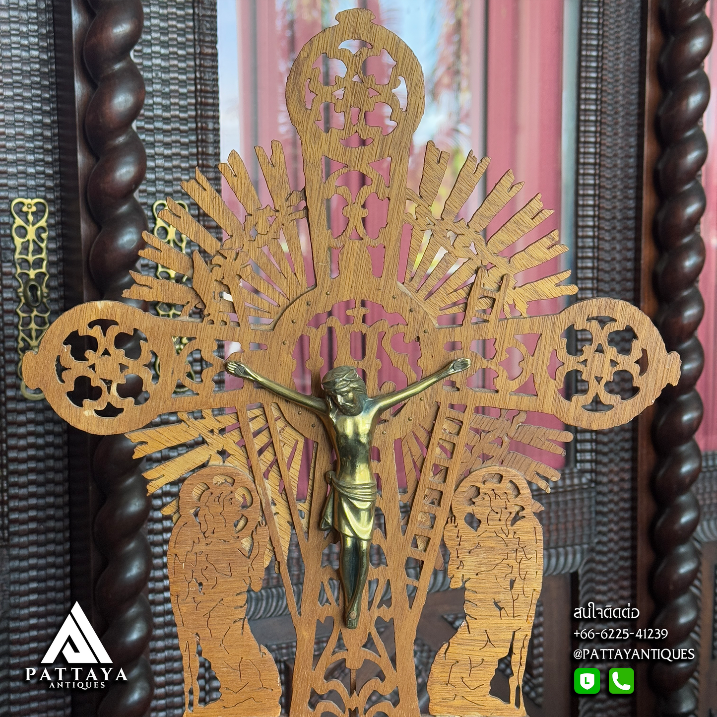 Antique French Woodcut Crucifix