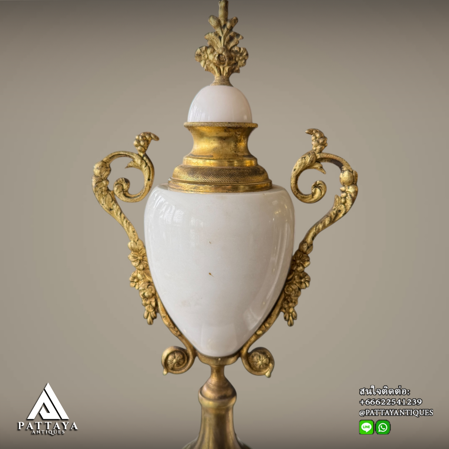 Antique French gilt bronze and white marble Portico clock set