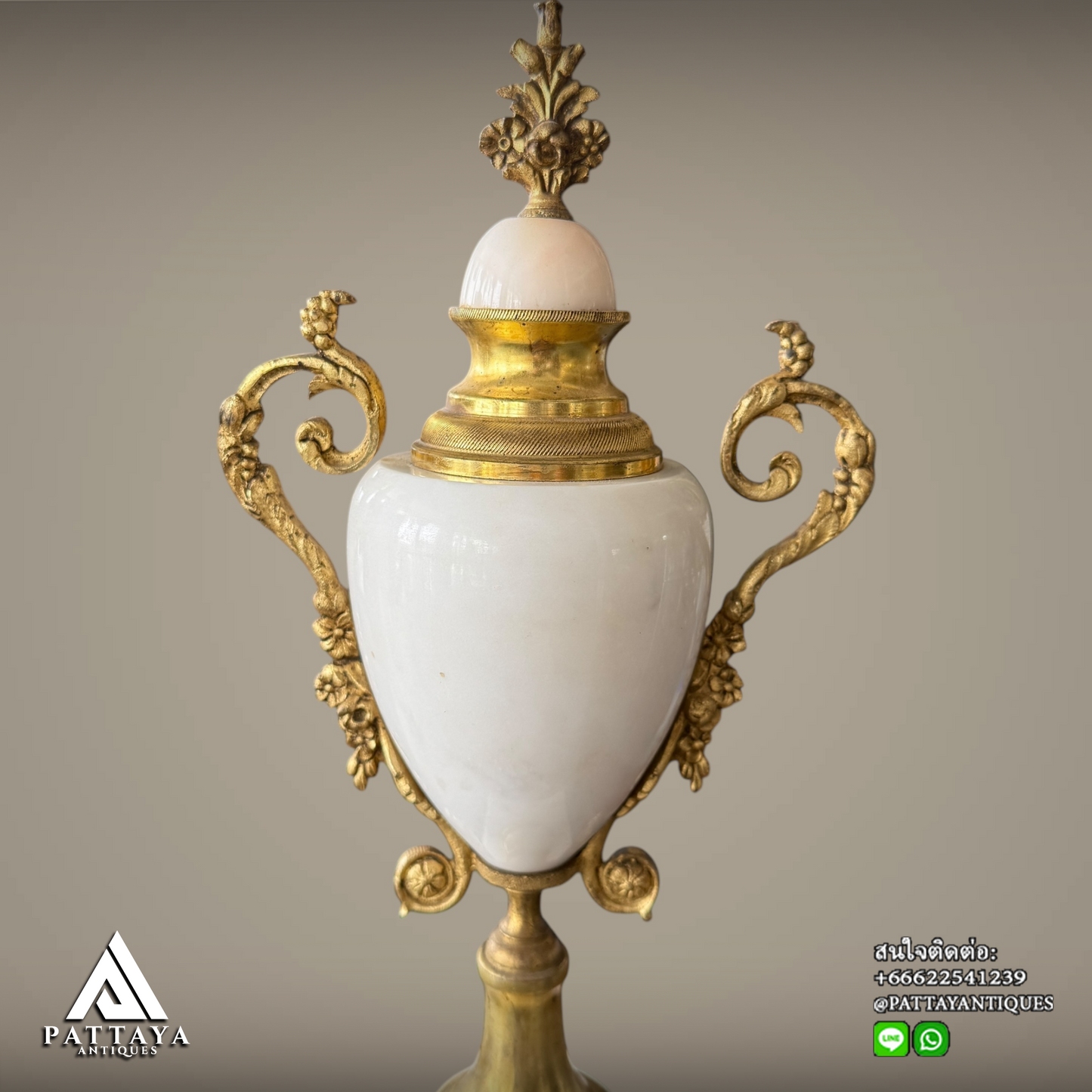 Antique French gilt bronze and white marble Portico clock set