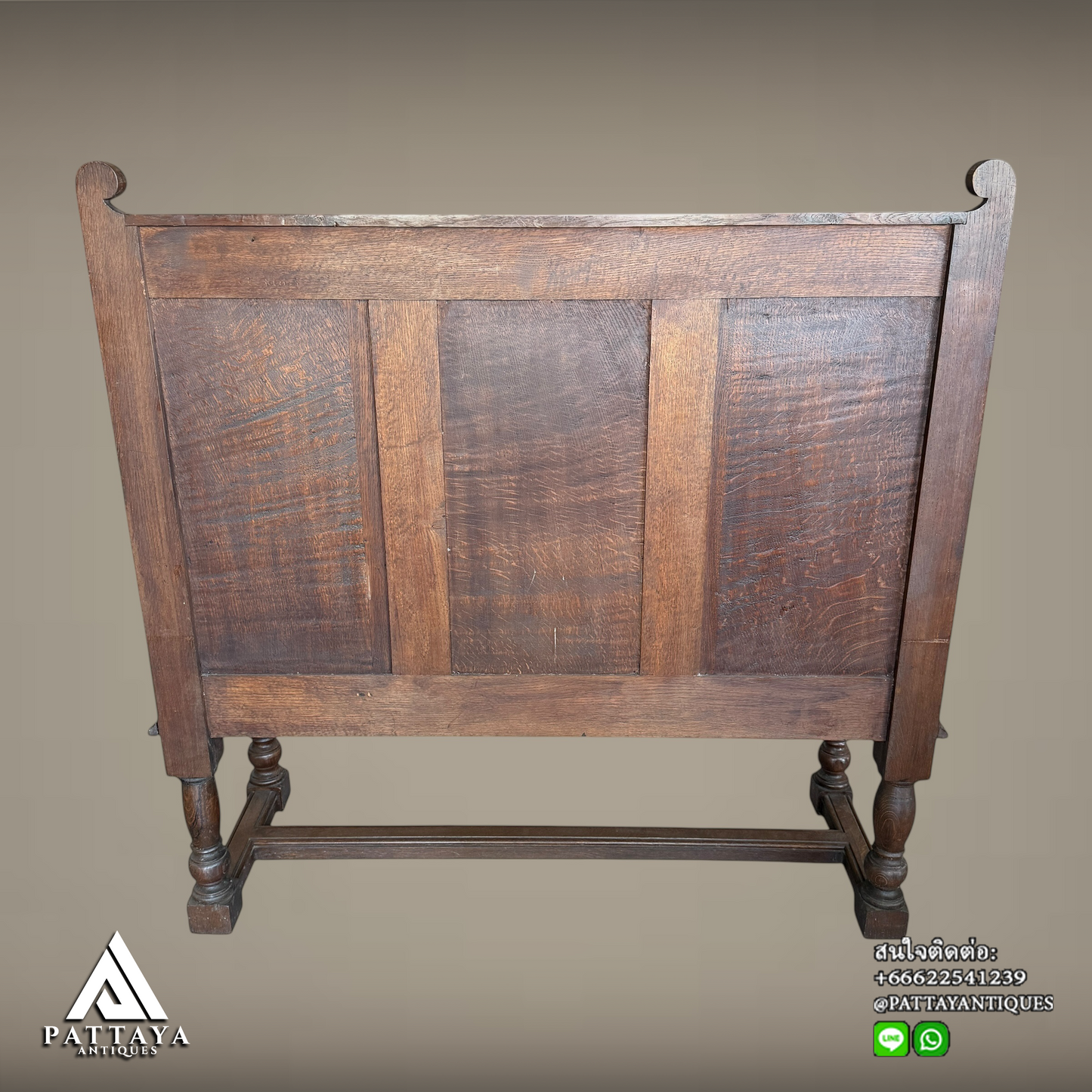 Antique Oak carved hall-bench