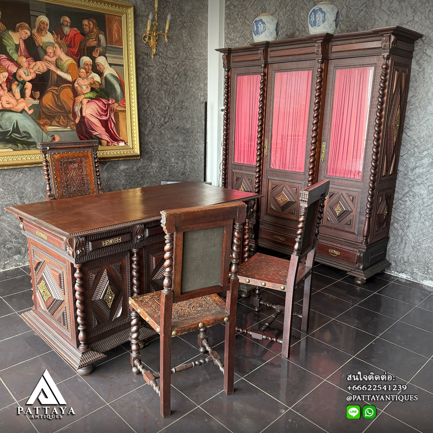 Antique Portuguese Rosewood Office set