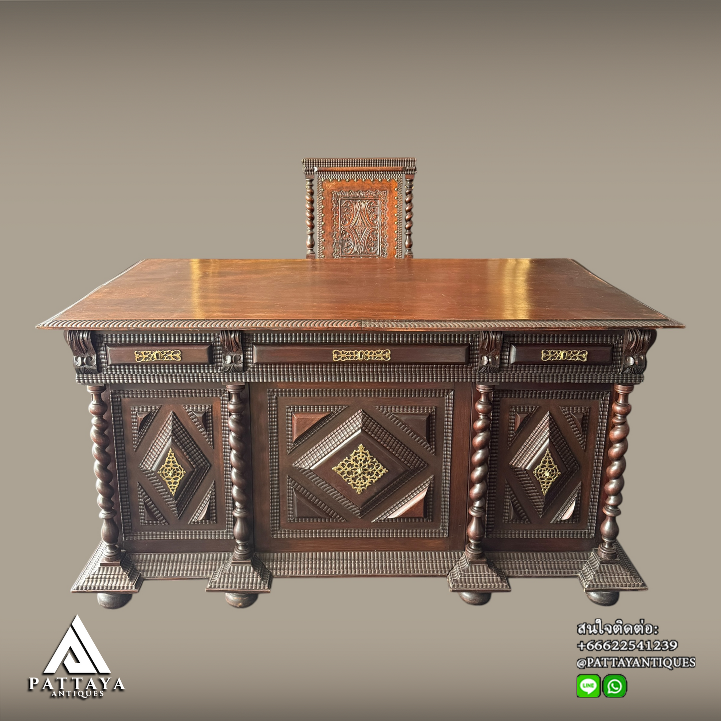 Antique Portuguese Rosewood Office set