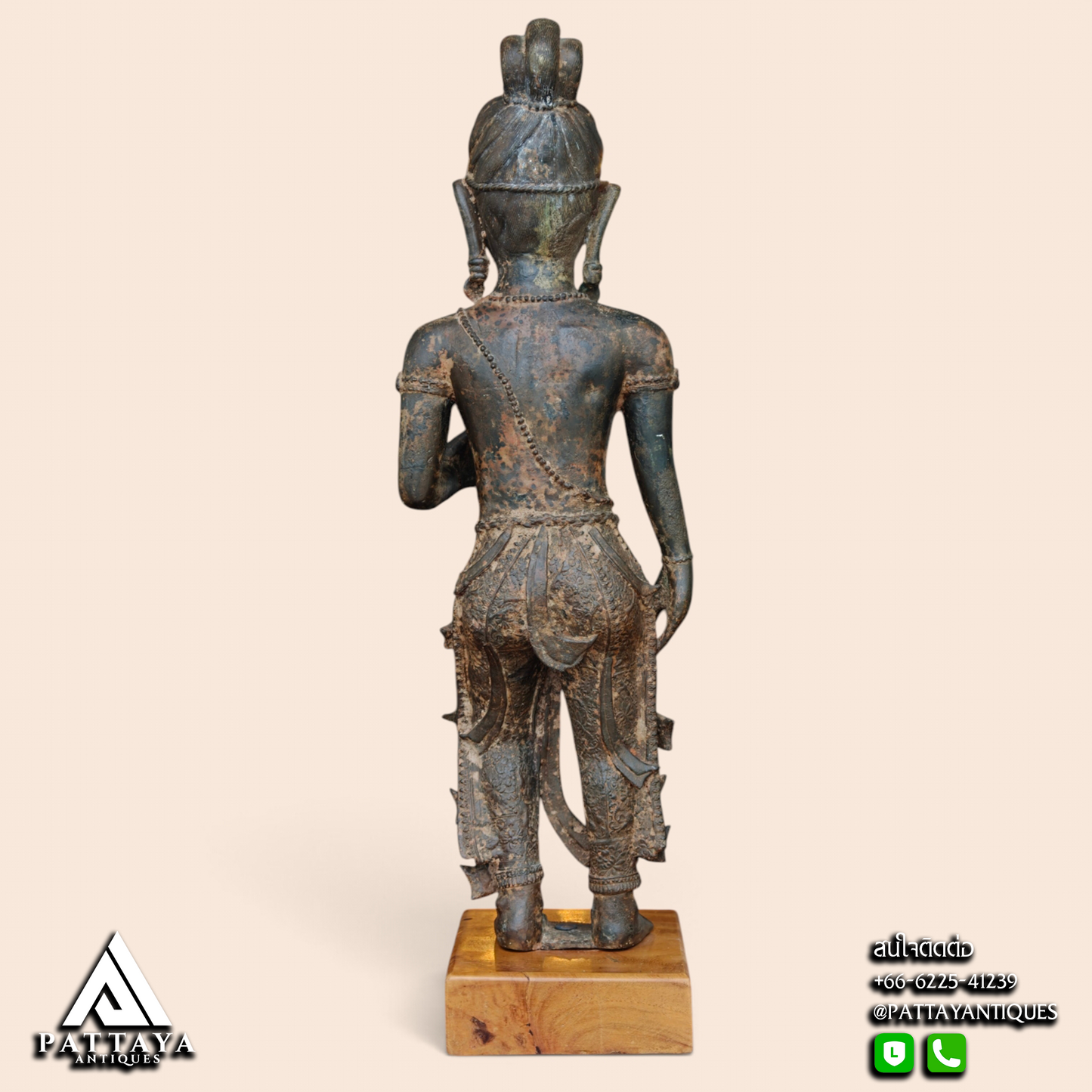 Ancient Bronze Statue of Standing Srivijaya