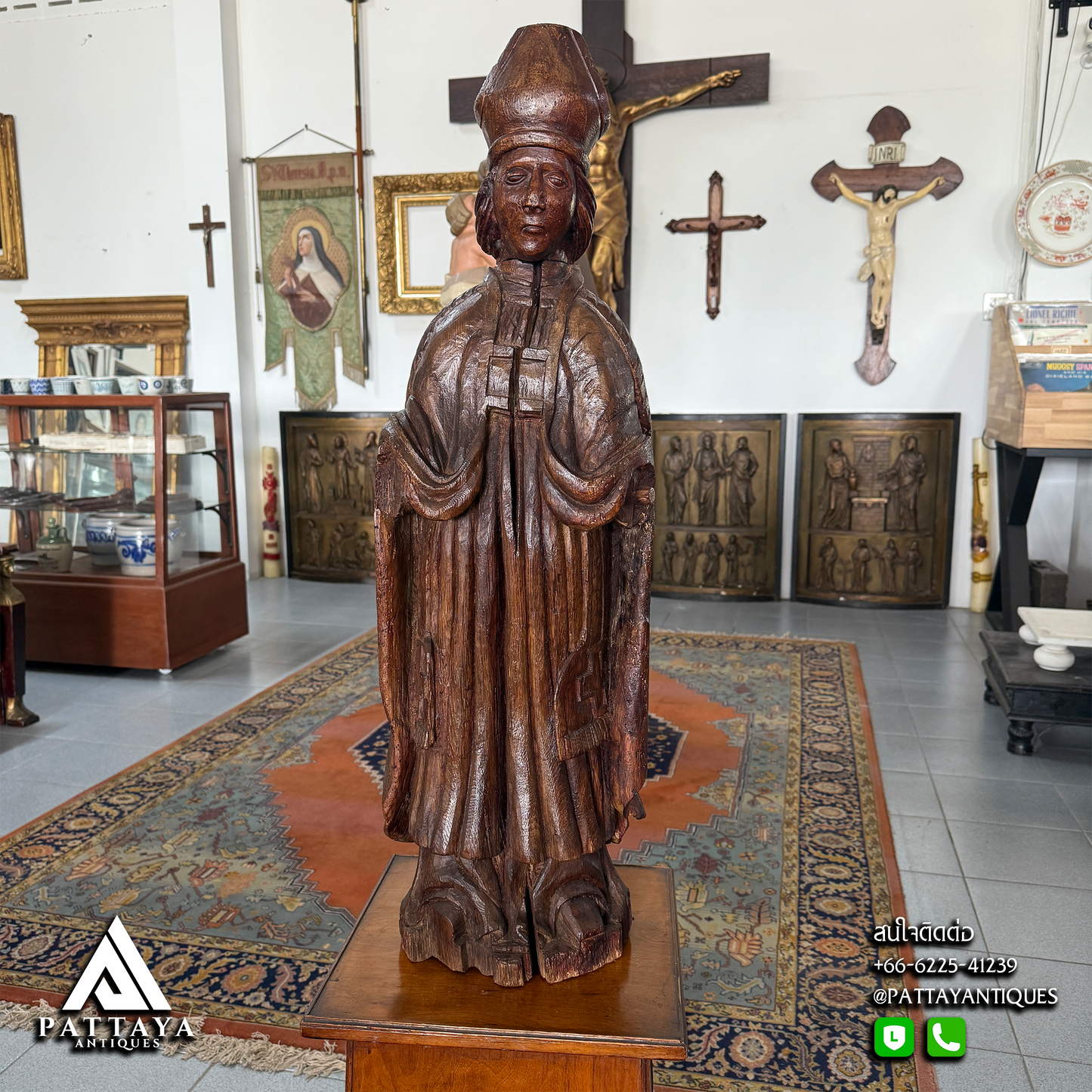 Antique Wood Carved Bishop