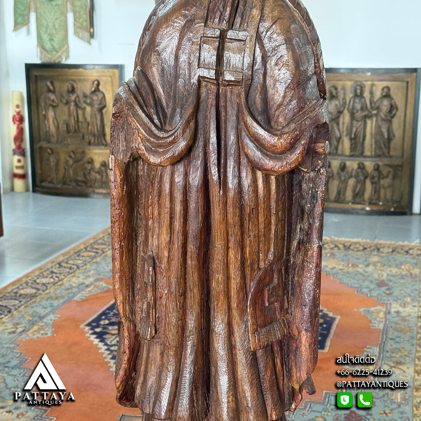 Antique Wood Carved Bishop