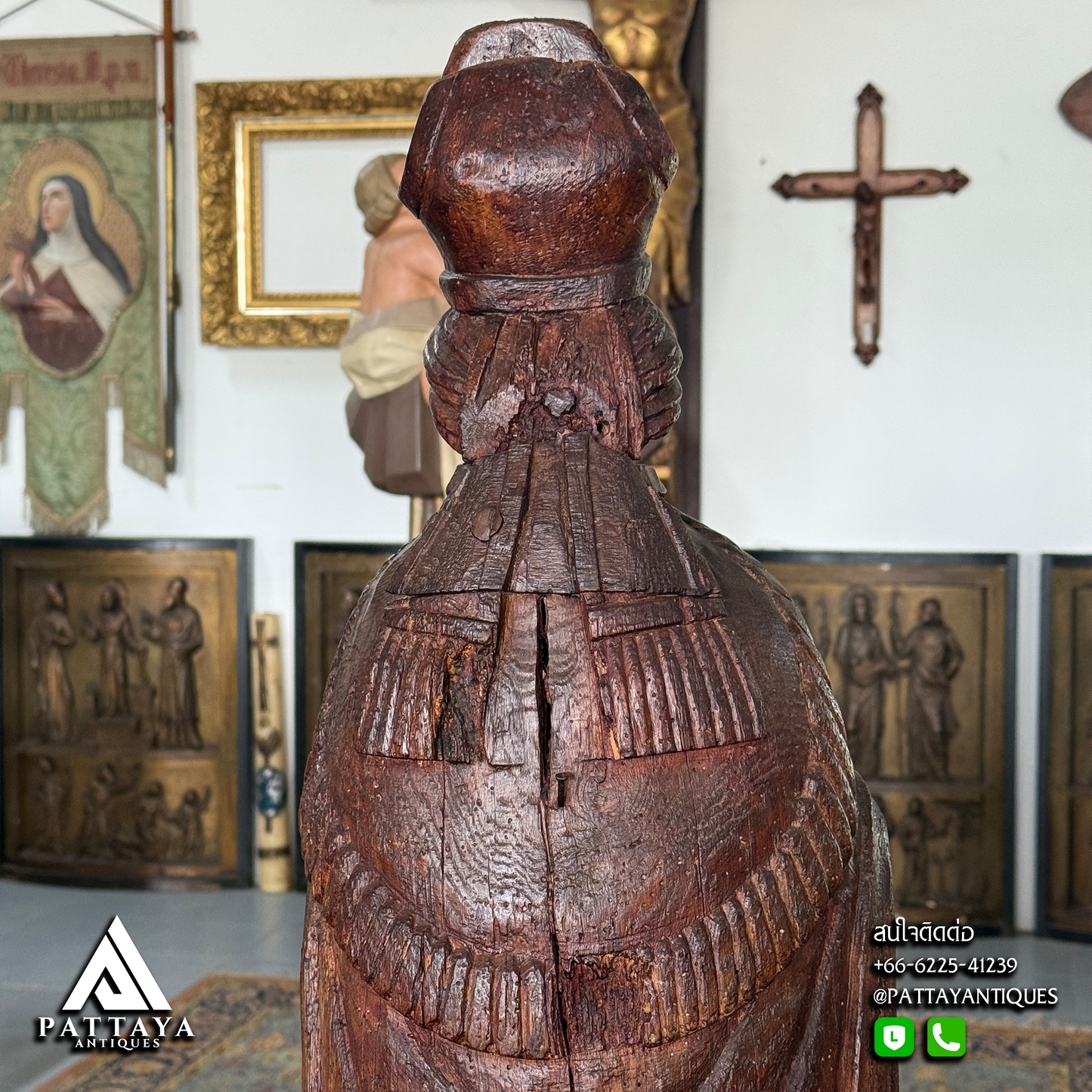 Antique Wood Carved Bishop