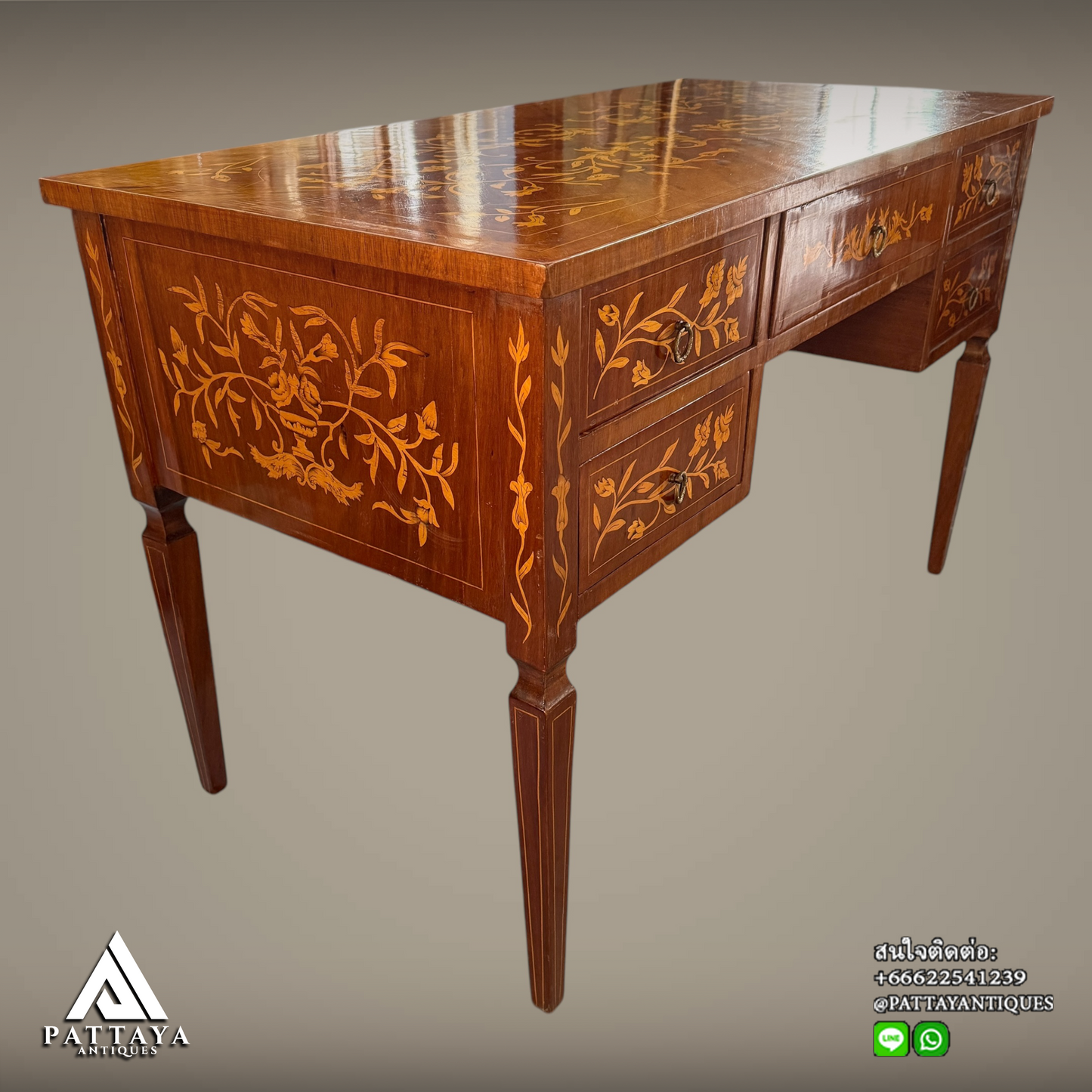 Dutch Floral motif Marquetry inlaid bureau