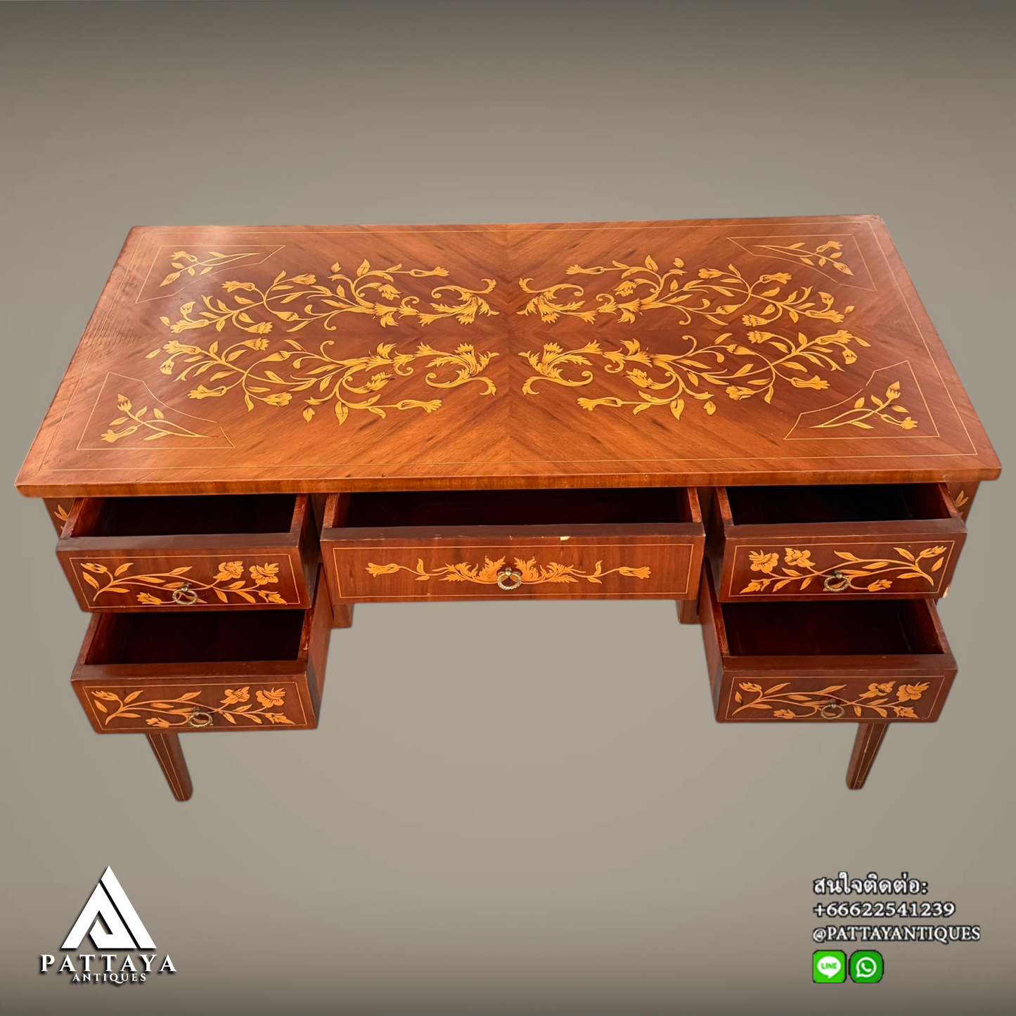 Dutch Floral motif Marquetry inlaid bureau