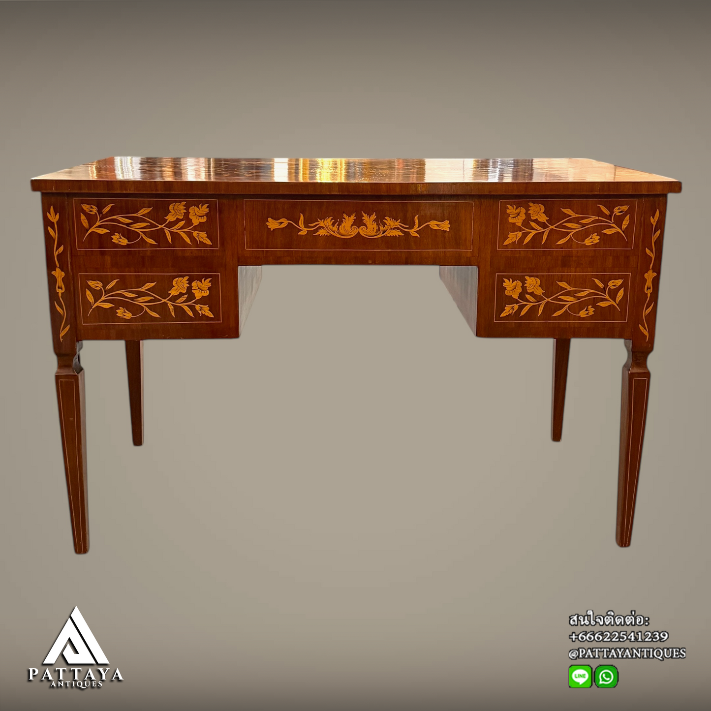 Dutch Floral motif Marquetry inlaid bureau