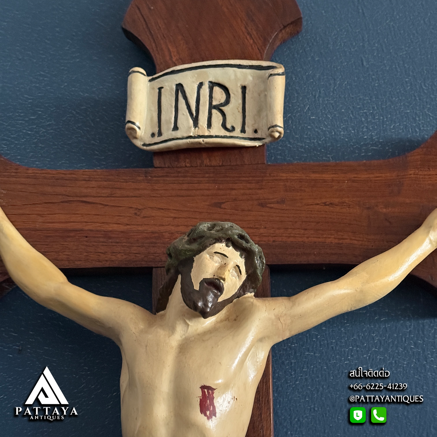 Large Oak & Plaster Crucifix