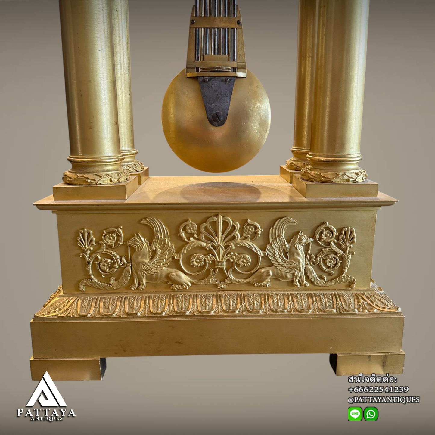 Large Empire gilded Bronze Portico clock