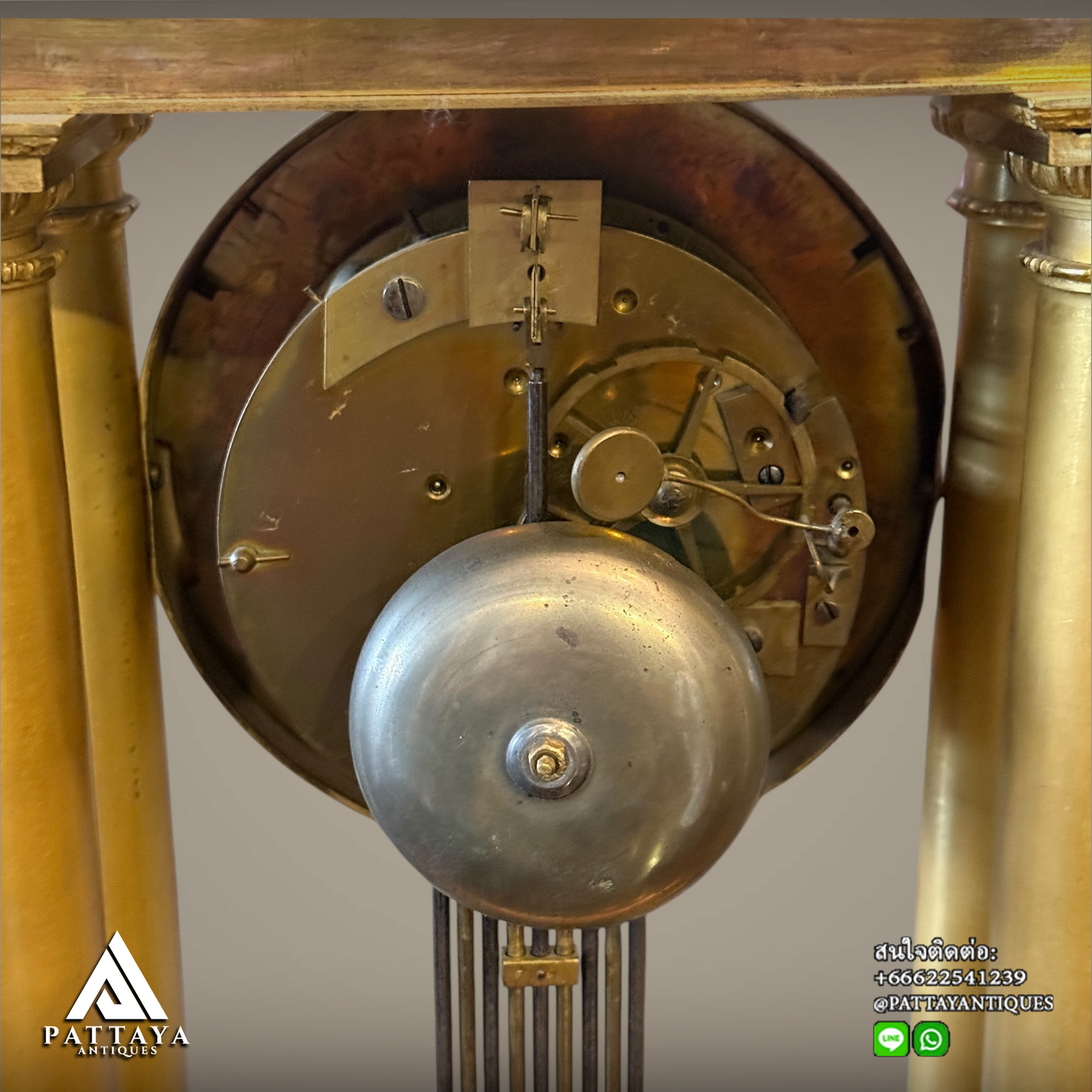 Large Empire gilded Bronze Portico clock