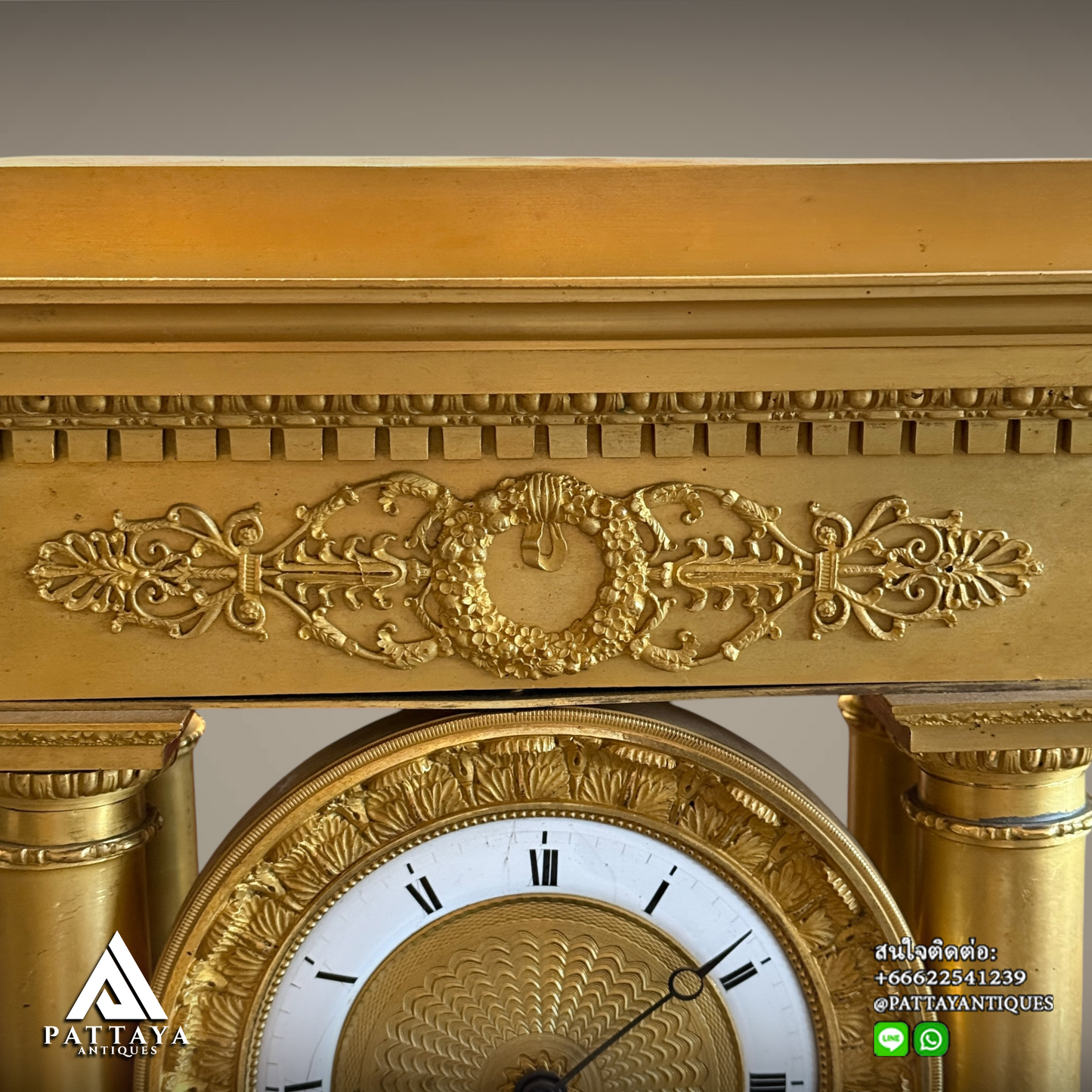 Large Empire gilded Bronze Portico clock