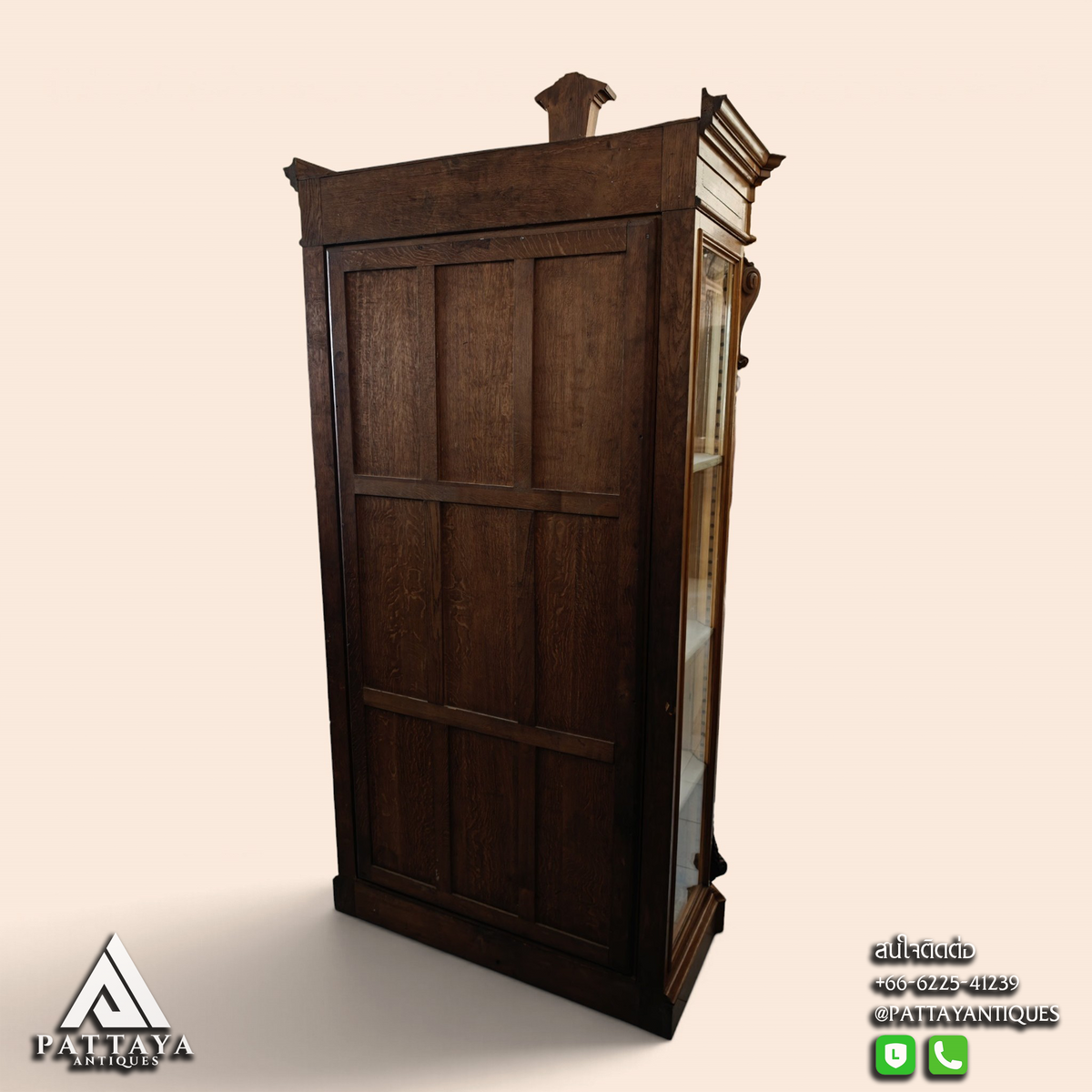 Large 19th Century Oak Display Cabinet