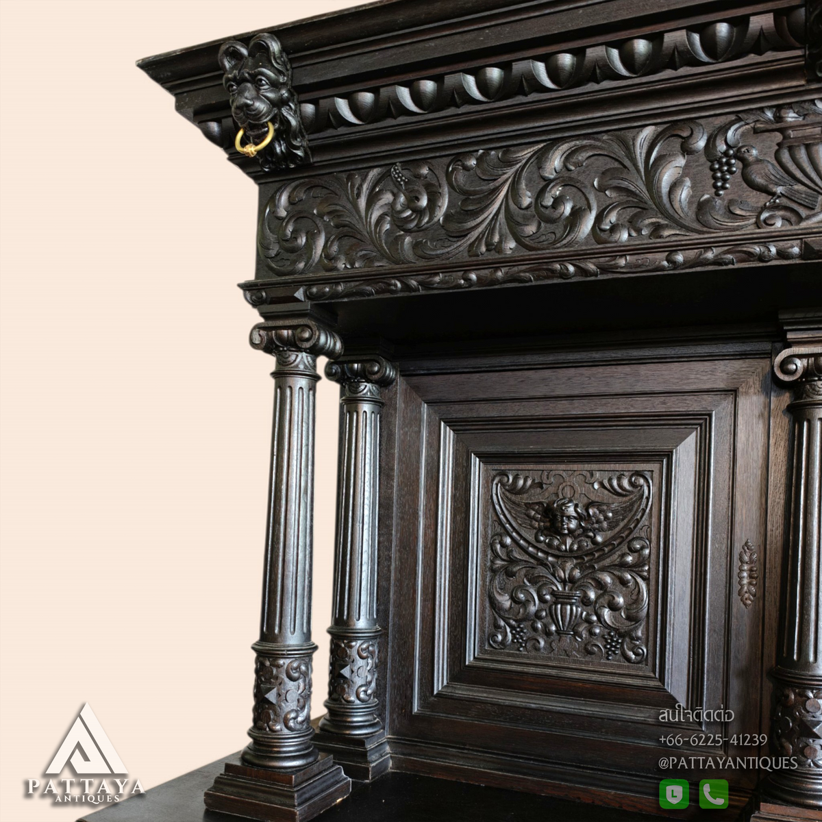 Large 19th Century Neo-Renaissance Column Cabinet