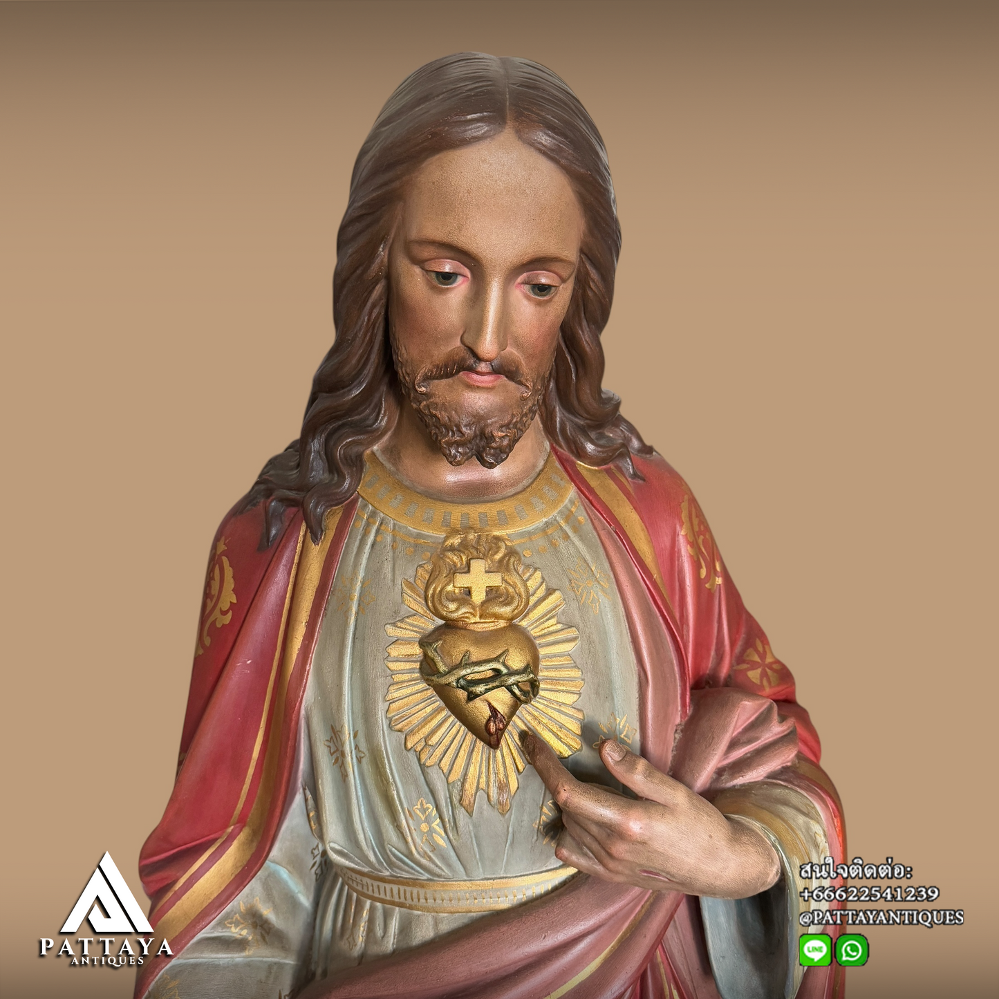 Large Antique plaster Jesus statue