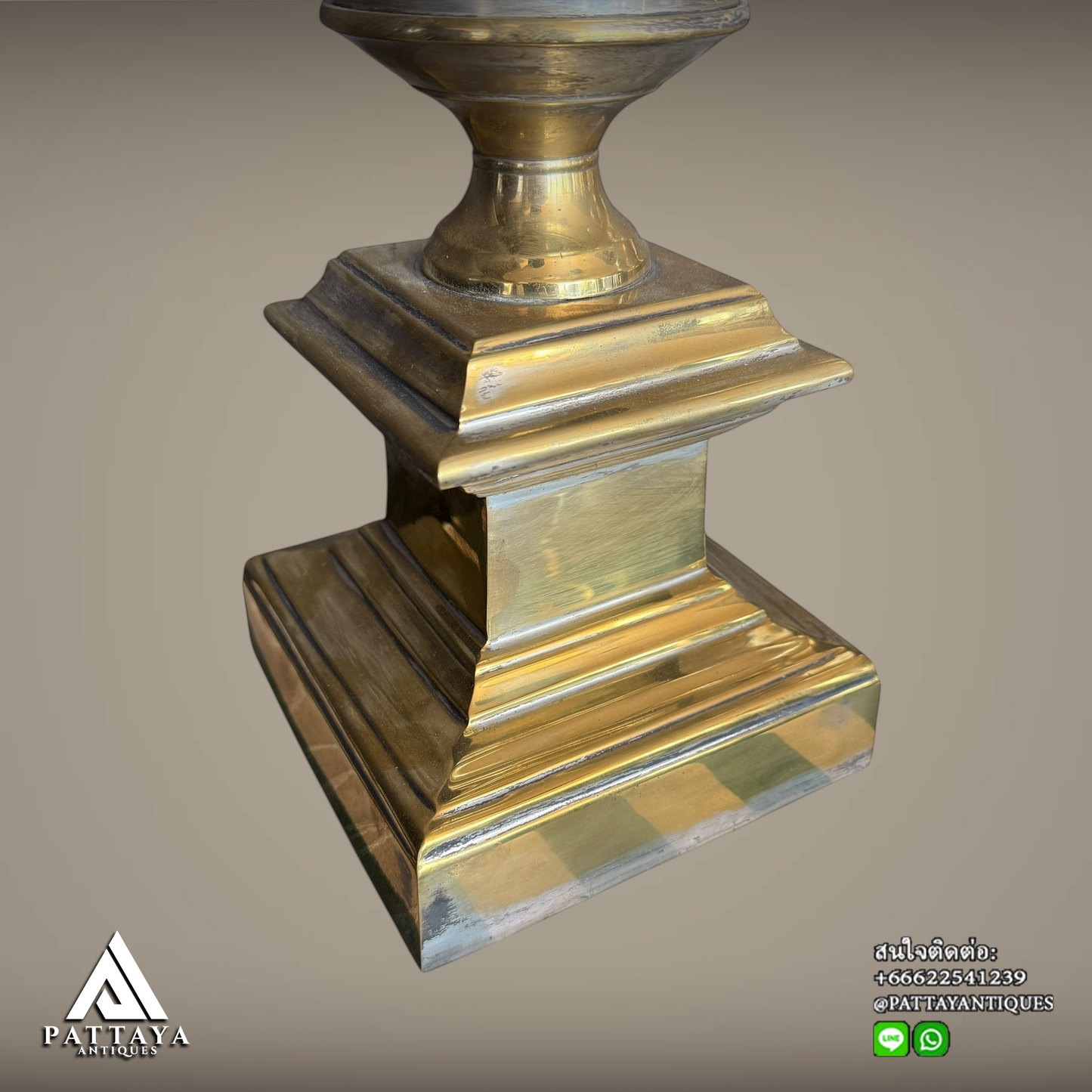 Pair of Glass & Brass Hurricane candle holders