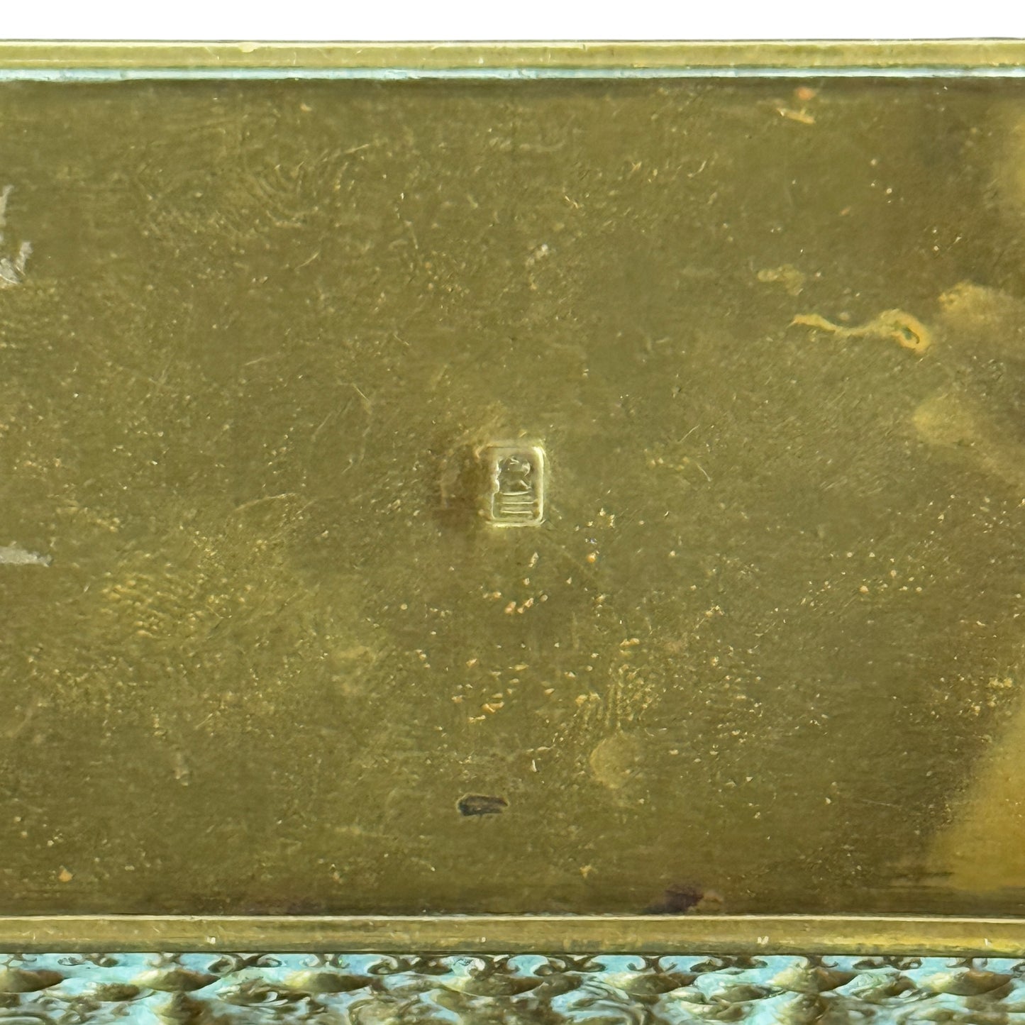 Antique Brass stamped storage box with Cupid scenes