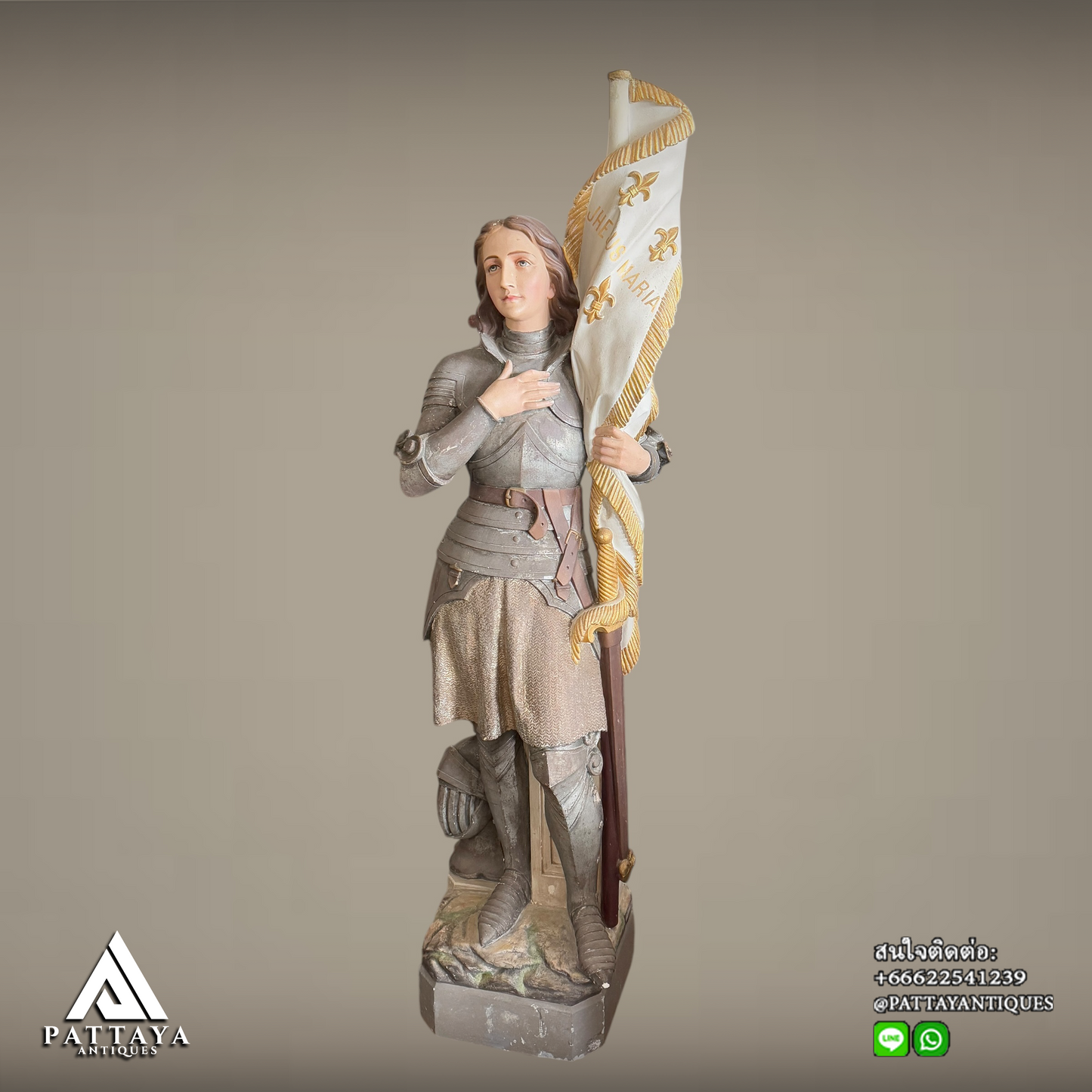 Antique Joan of Arc plaster statue