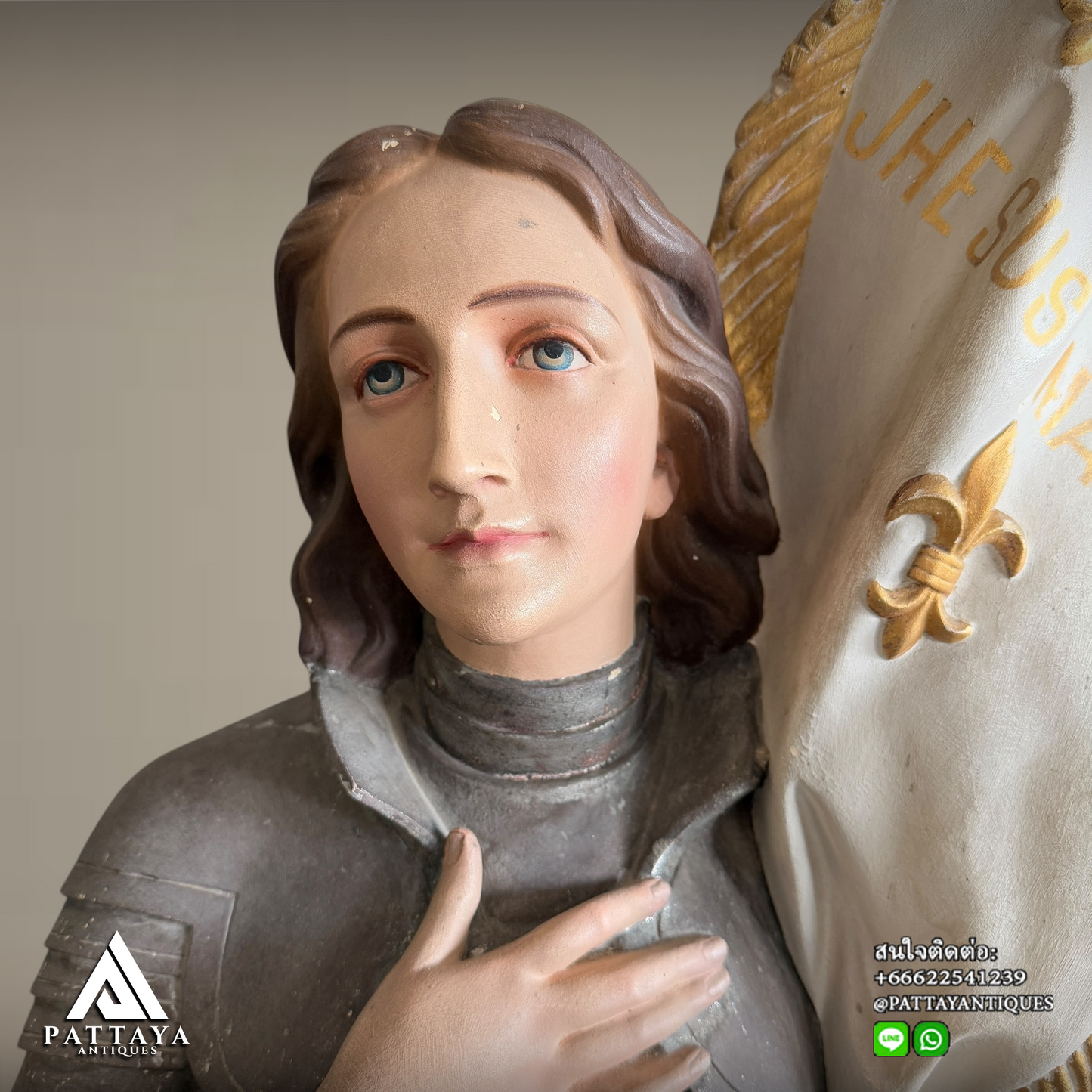 Antique Joan of Arc plaster statue