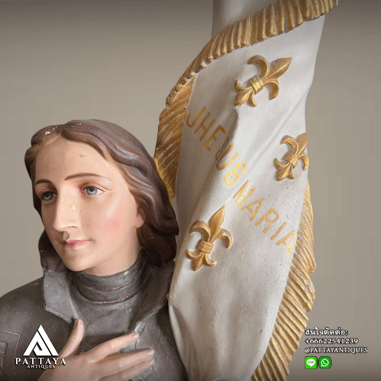 Antique Joan of Arc plaster statue