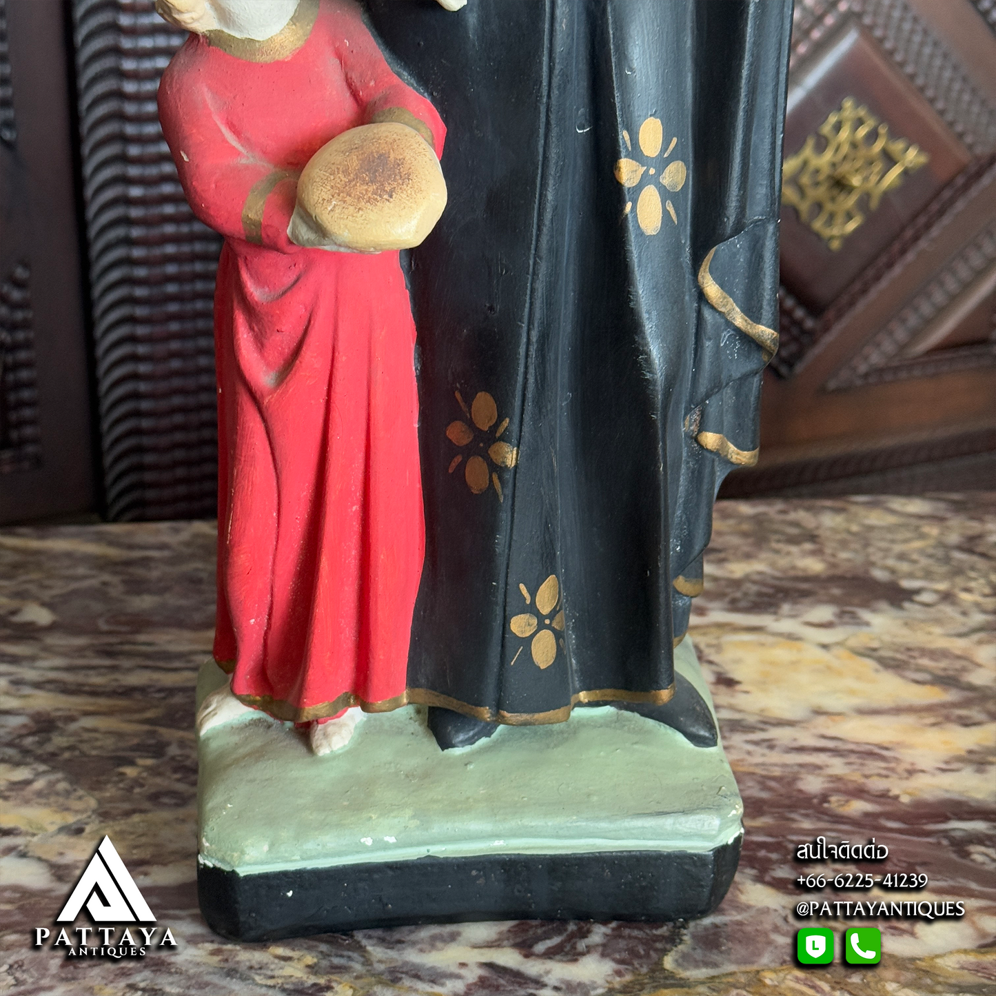Plaster Statue of St. Gerrard standing next to Child Jesus