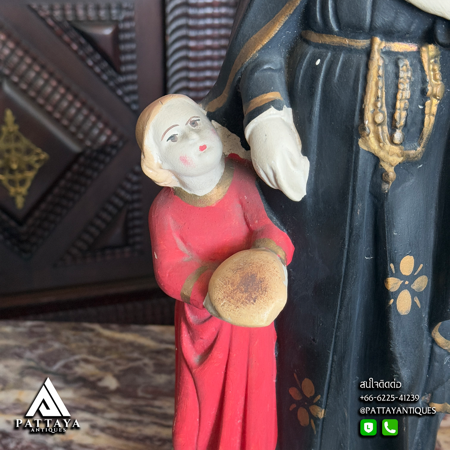 Plaster Statue of St. Gerrard standing next to Child Jesus