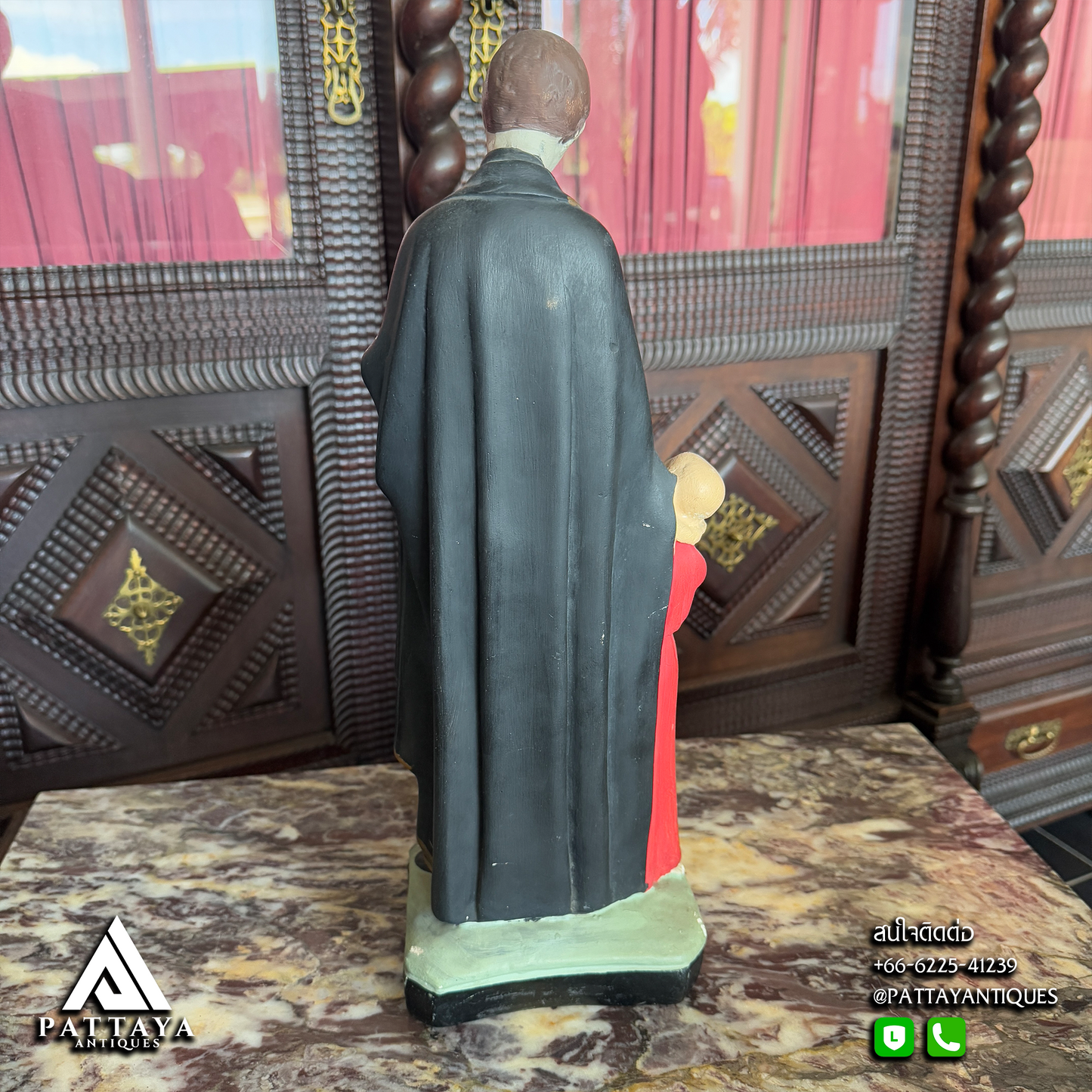 Plaster Statue of St. Gerrard standing next to Child Jesus