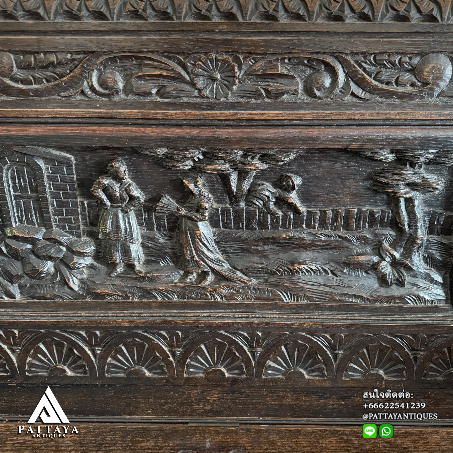 Antique Victorian Oak hall bench