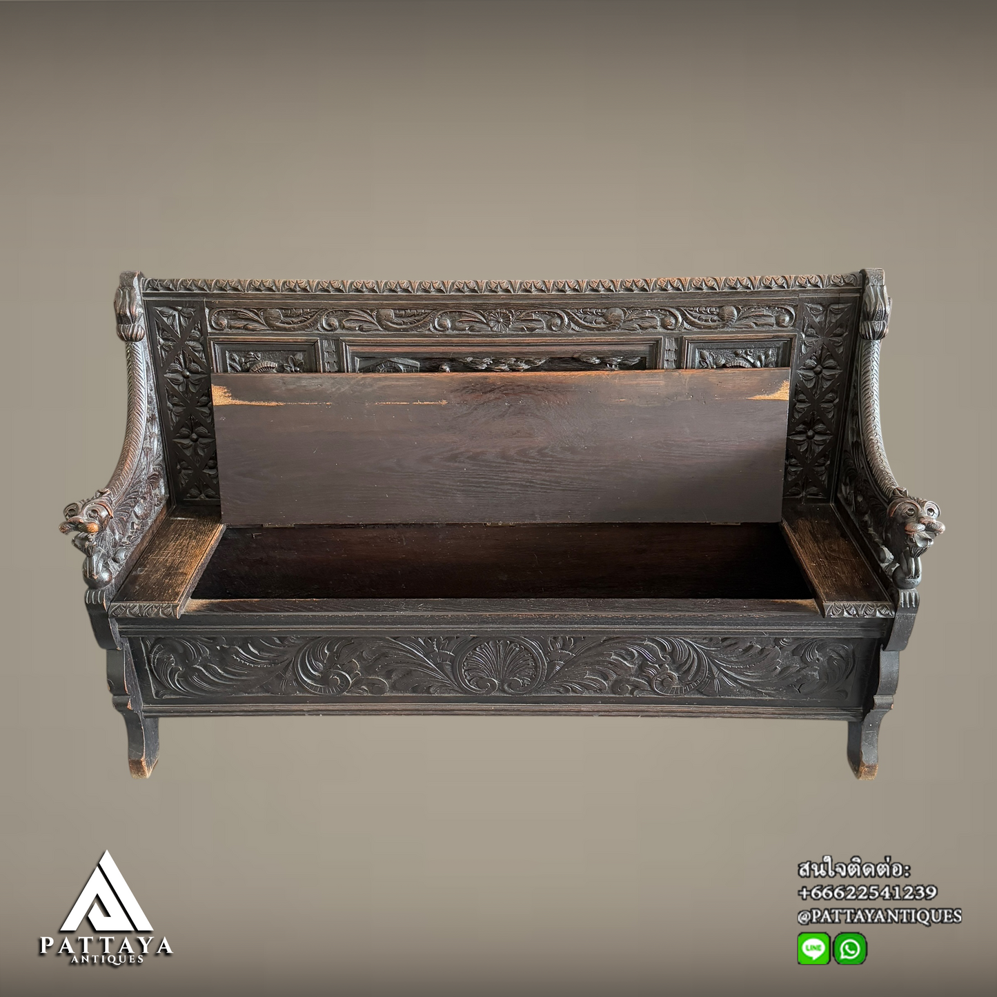 Antique Victorian Oak hall bench