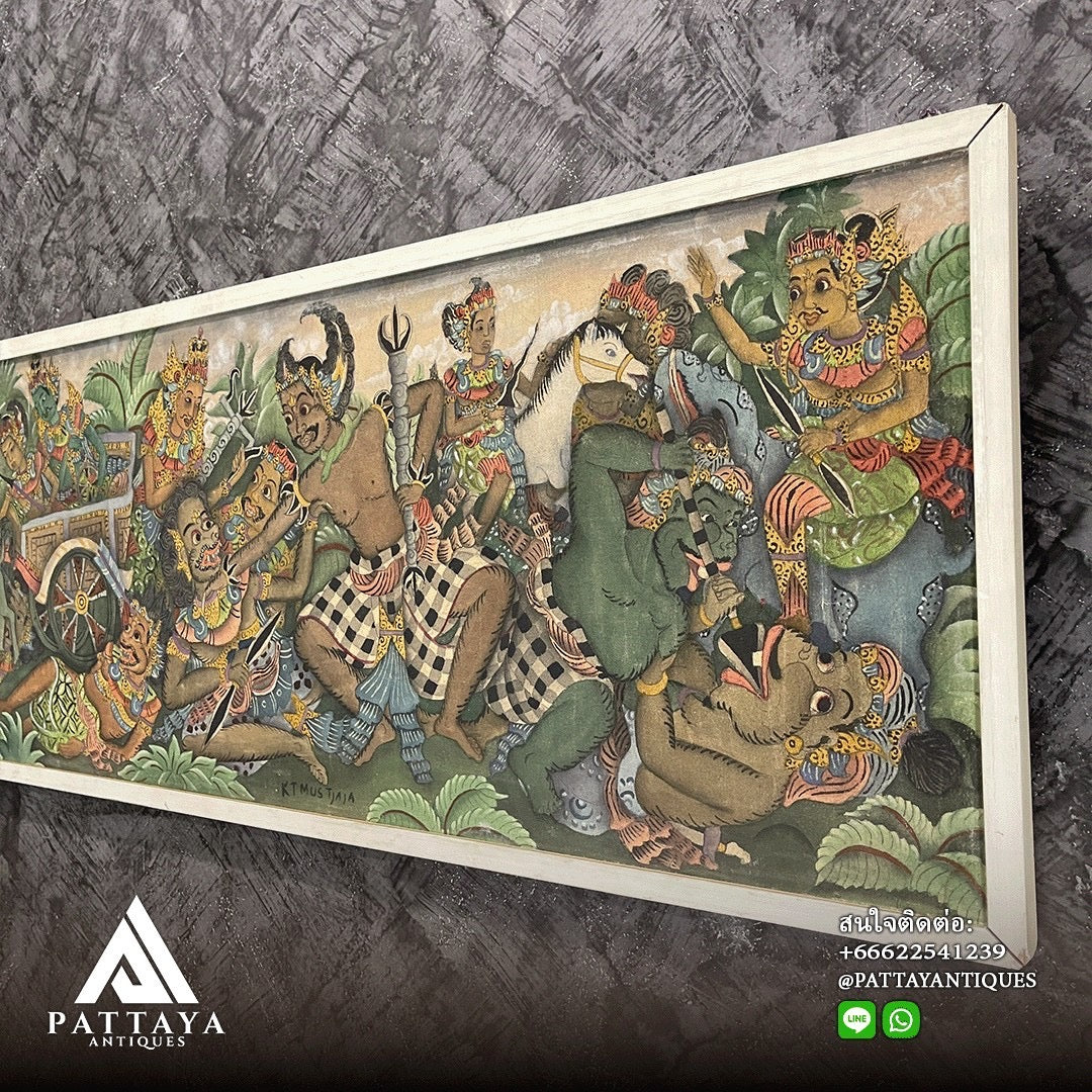 ภาพวาดสีน้ำมันบนผ้าใบ โดยจิตรกรชาวอินโดนีเซีย (มีลายเซ็น)